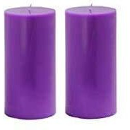 Kuber Selection Pack of 2 Pcs 2 Inch x 6 Inch Each Premium Purple Big Non Scented Pillar Candle (2  6 Each) (Pack of 2 Pcs) (Purple)