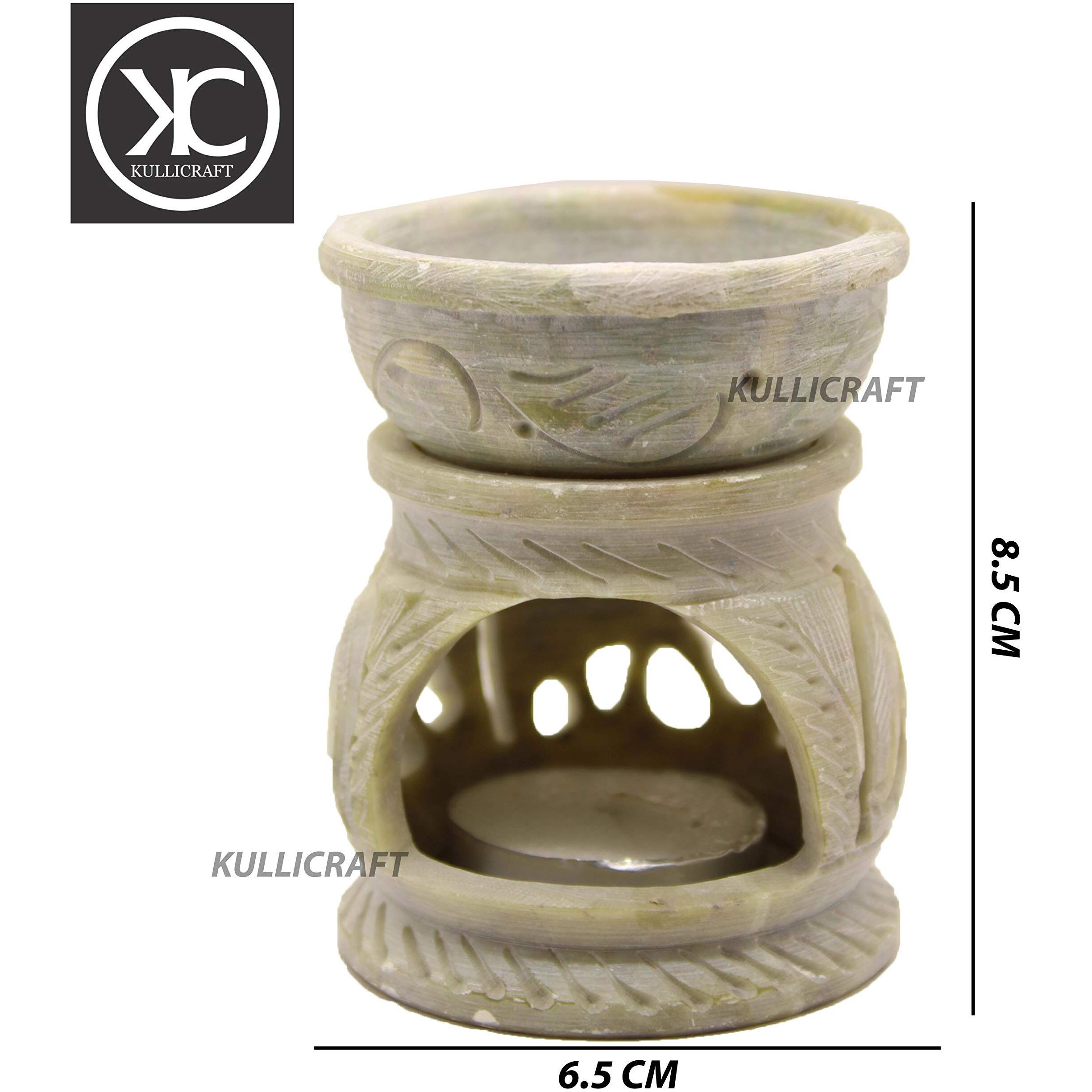 KC KULLICRAFT Handcrafted Soapstone Elephant Carving Aroma Burner,Oil Diffuser with 1 Free Tea Light Candle.