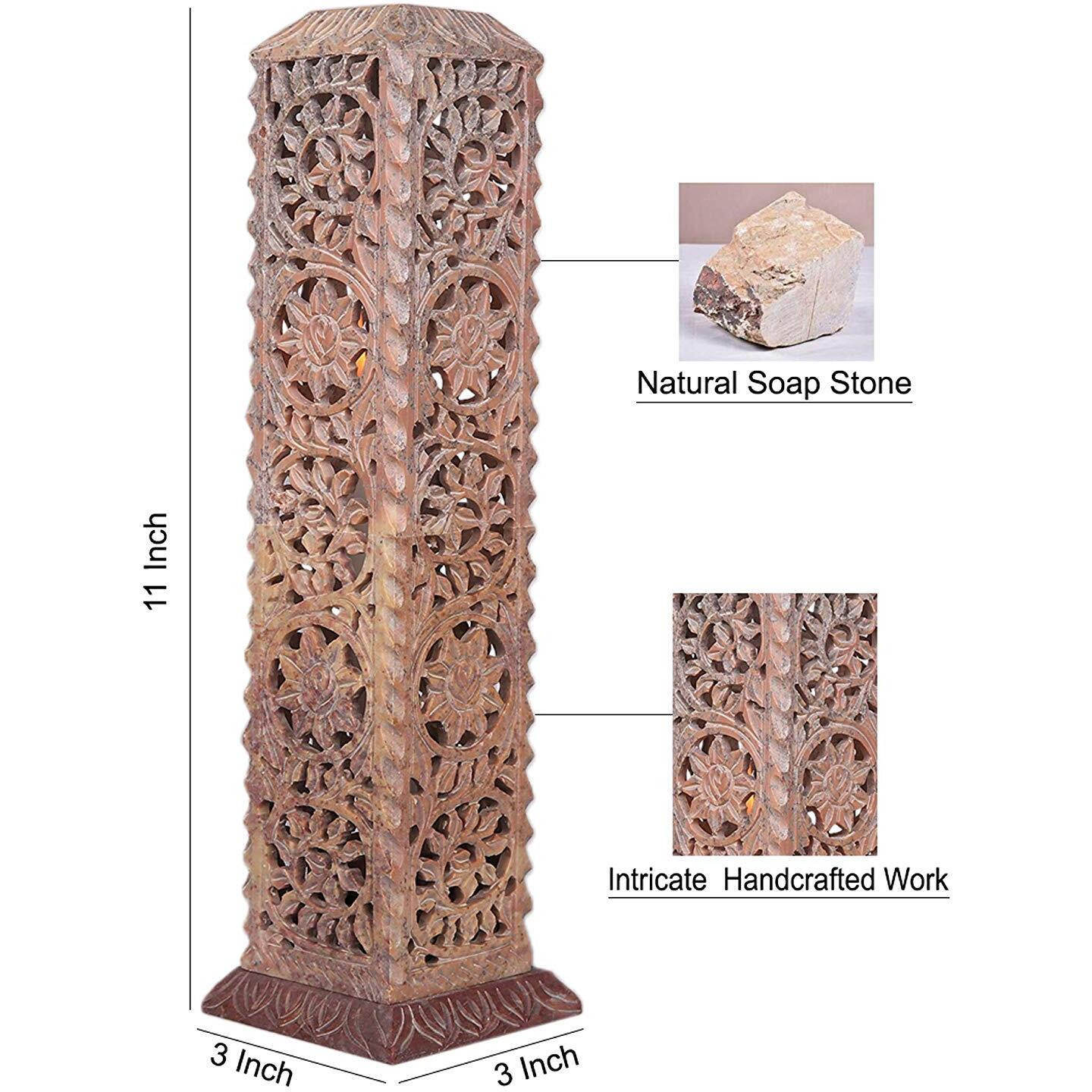 KC KULLICRAFT Handcrafted Soapstone Marble Work Incense Holder Tea light Candle Holder Diffuser Agarbaati Stands (Free 6 Incense Sticks Natural Herbal Fragnance)