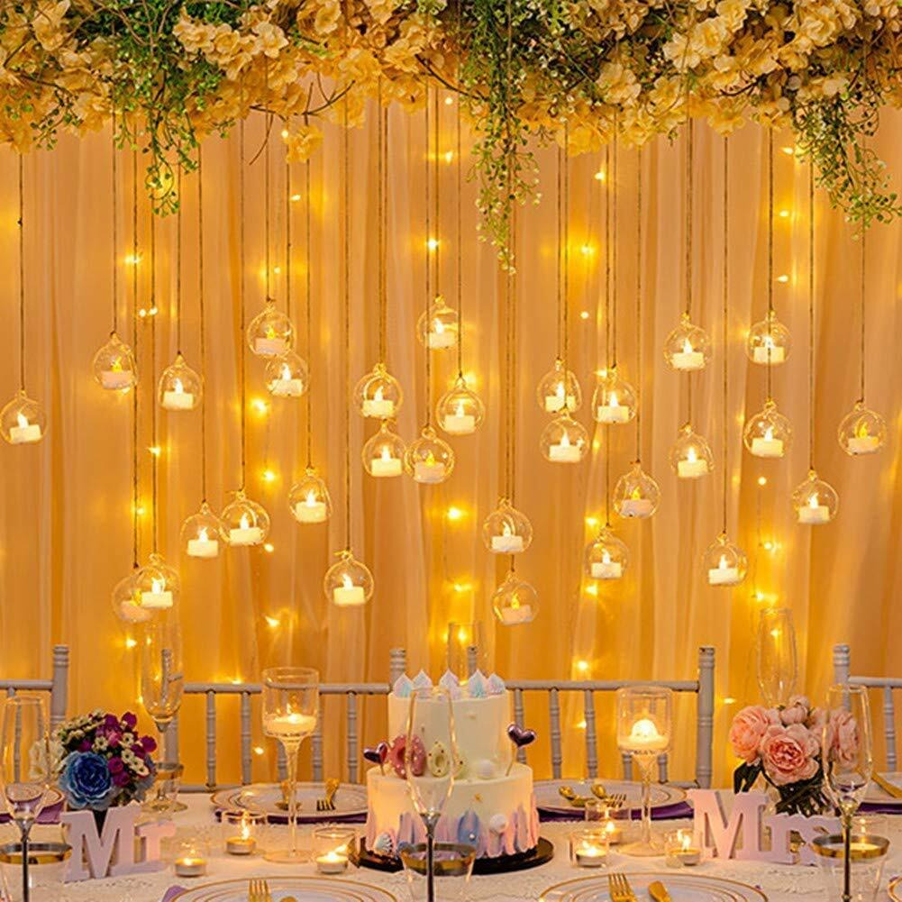 AABHAYA ARTS Hanging Planter Crystal Glass, Tea Lights Candle Holder for Home Dcor, Wedding, Halloween, Christmas, Diwali Decorations, Shape  Globe, Size 3inches (Pack of 12 Pcs)