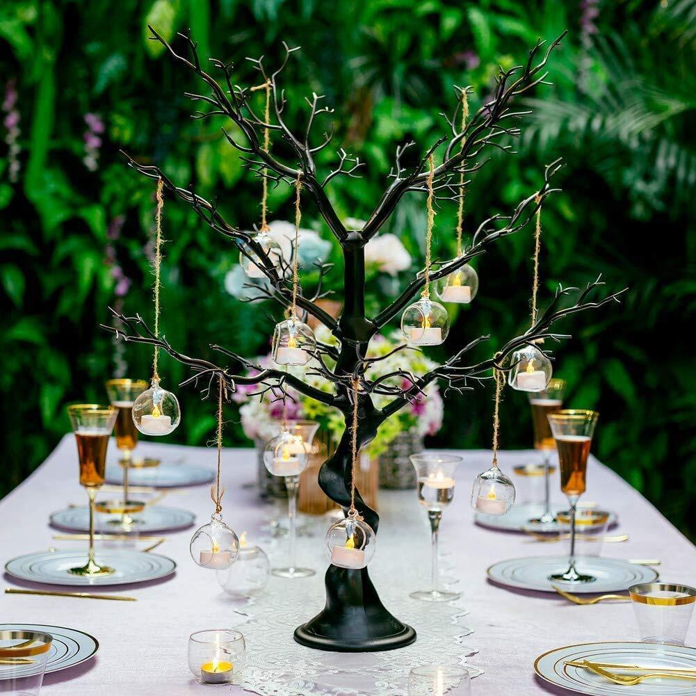 AABHAYA ARTS Hanging Planter Crystal Glass, Tea Lights Candle Holder for Home Dcor, Wedding, Halloween, Christmas, Diwali Decorations, Shape  Globe, Size 3inches (Pack of 12 Pcs)