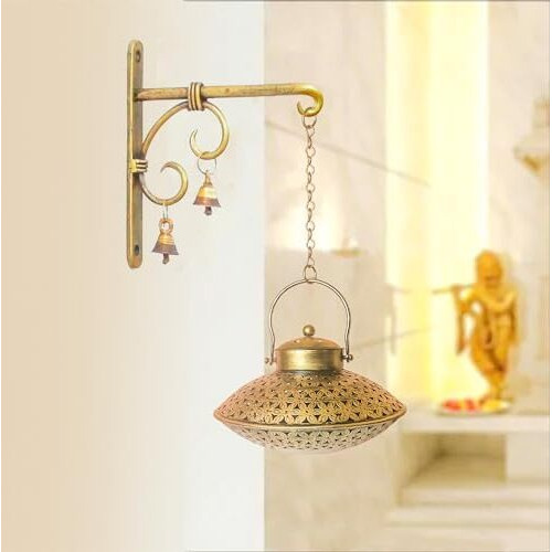 Netboon Handcraft Home Dcor Wall Hanging Incense Holder| Brass Metal Dhoop Burner|Tealight Candle Holder | Incense Burner Pooja Item | Dhoop Batti Stand