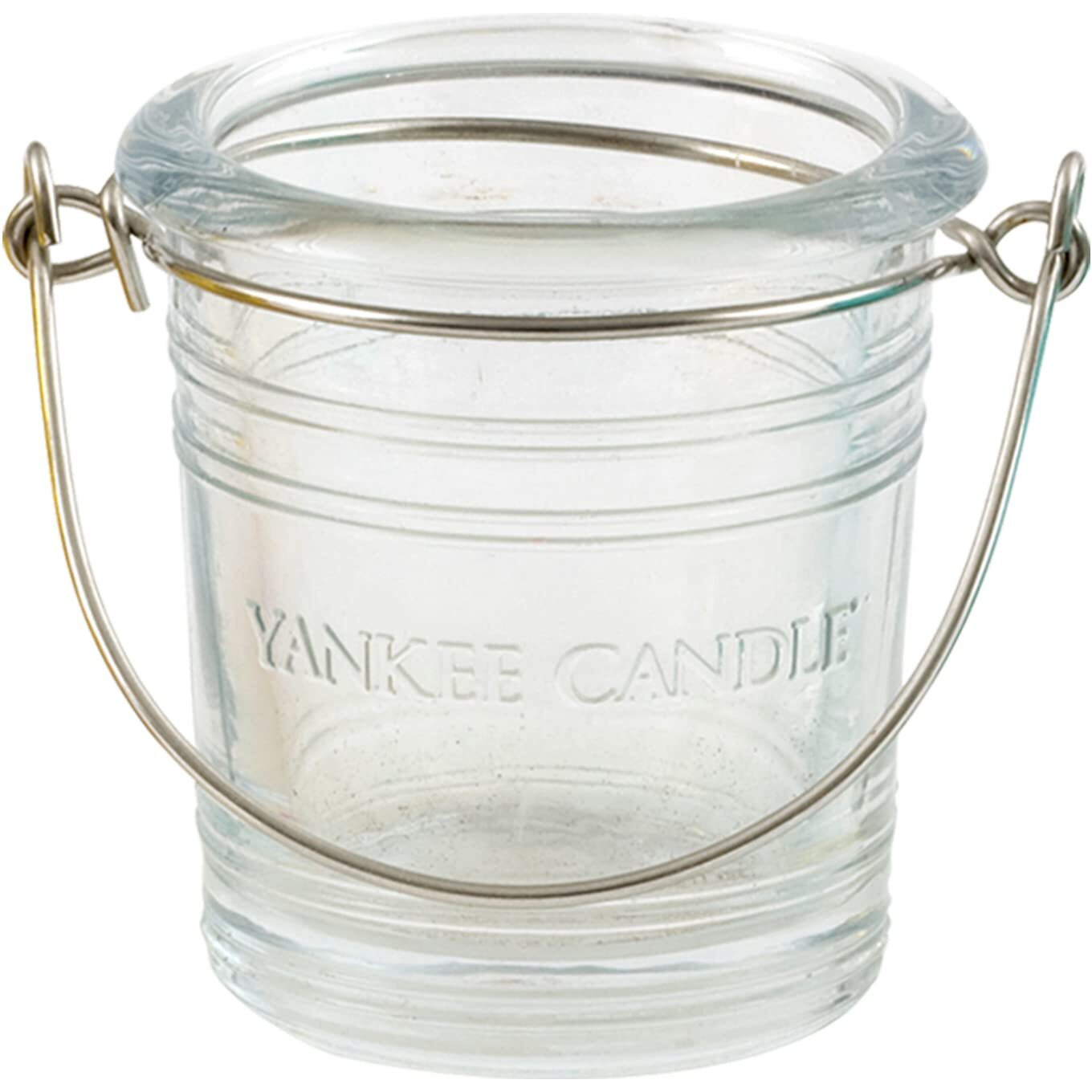YANKEE CANDLE Glass Bucket Tea Light Votive Holder- Clear