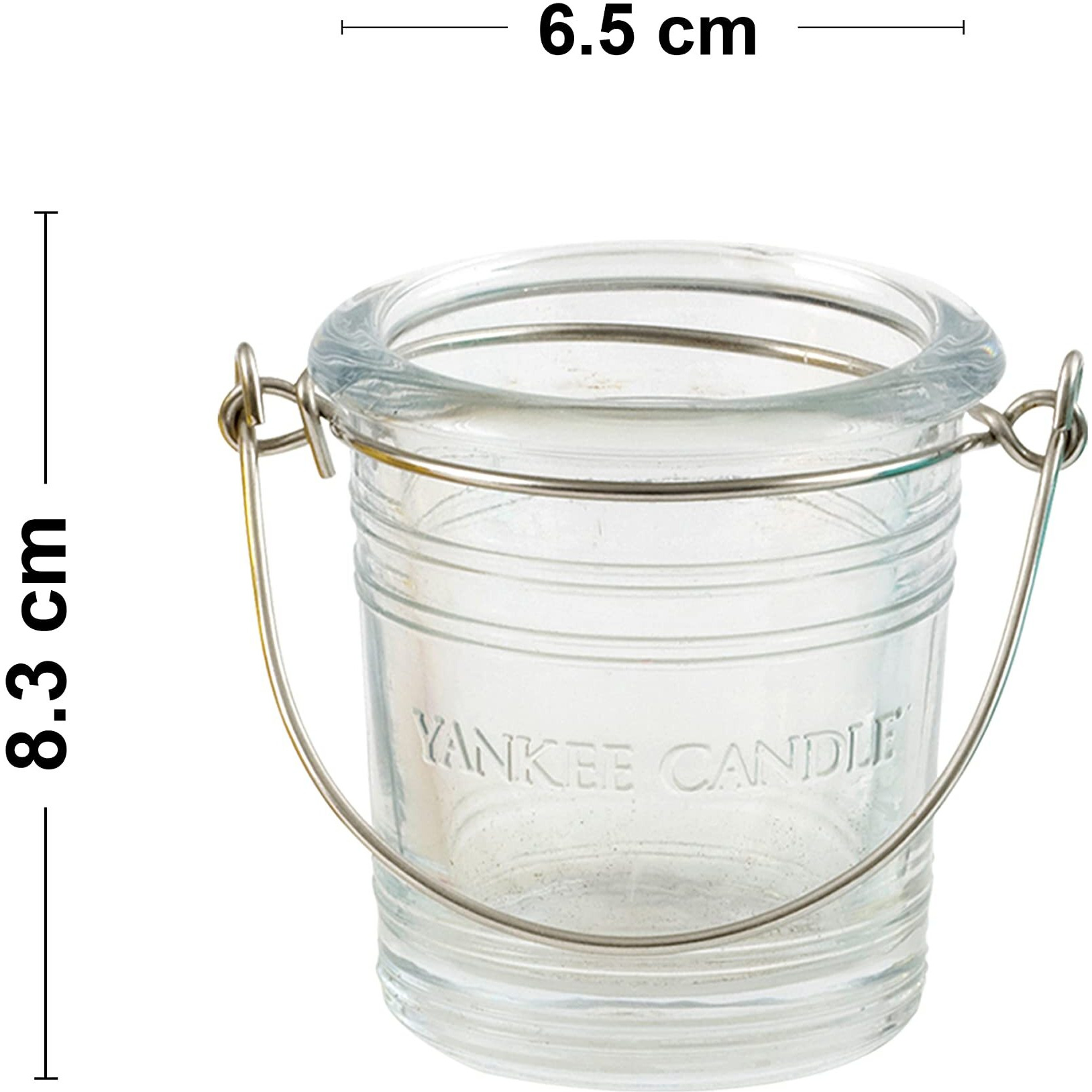 YANKEE CANDLE Glass Bucket Tea Light Votive Holder- Clear