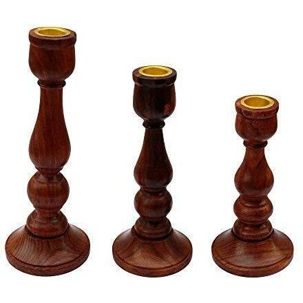 ITOS365 Handmade Wooden Candle Holder Stand for Home Dcor Decorative Tealight Gifts Item, Set of 3
