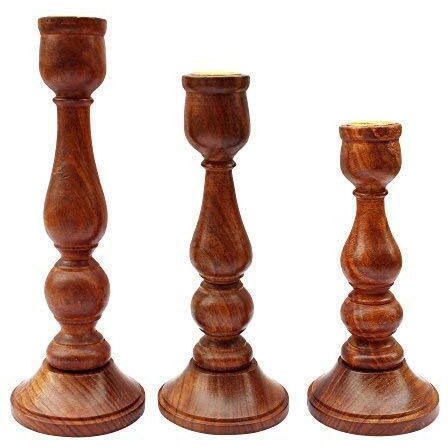ITOS365 Handmade Wooden Candle Holder Stand for Home Dcor Decorative Tealight Gifts Item, Set of 3