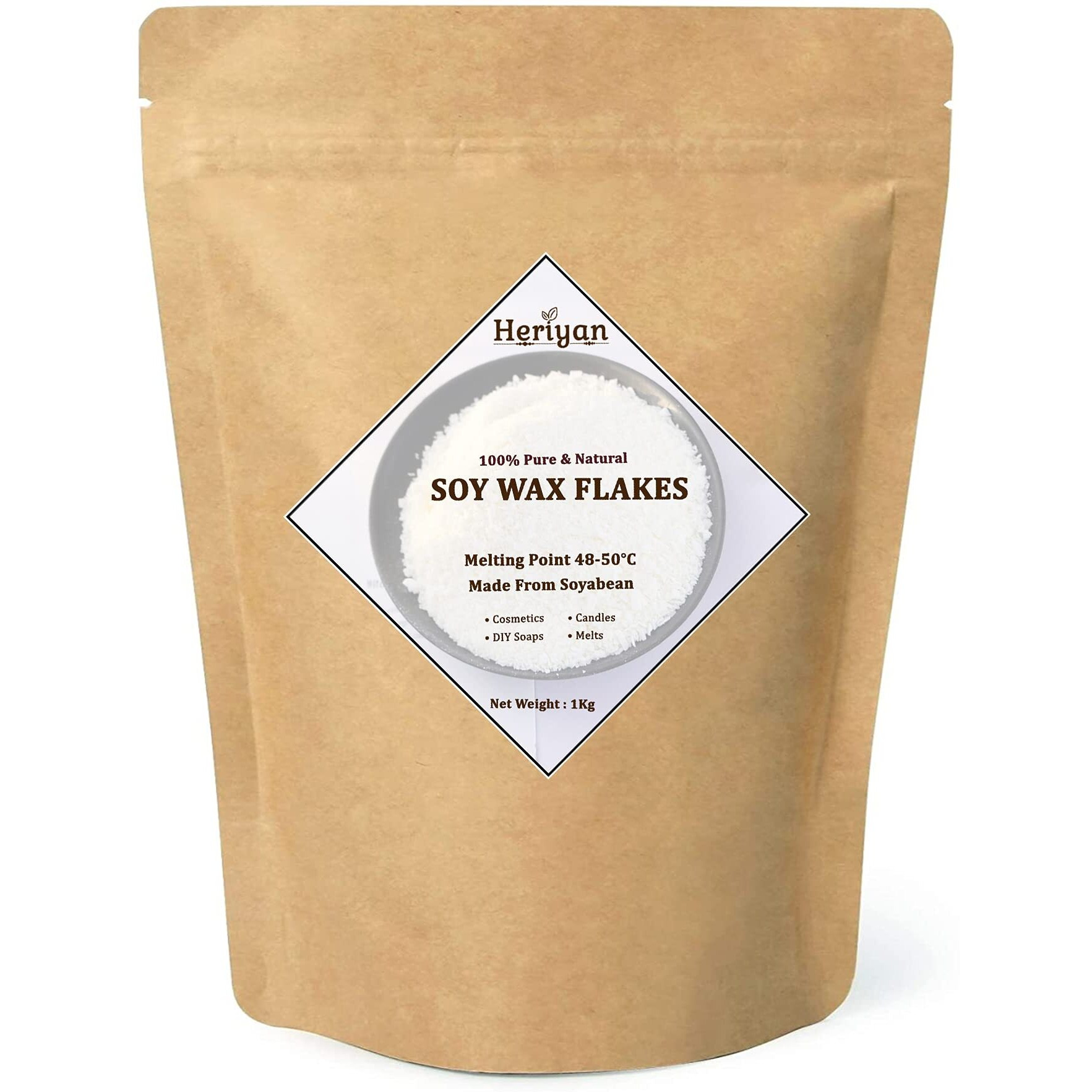 Heriyan Soy Wax for Candle Making SOYA Wax 100% Pure and Natural Candle Wax (2, Soy Wax Flakes)