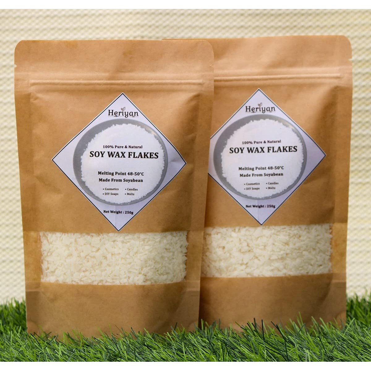Heriyan Soy Wax for Candle Making SOYA Wax 100% Pure and Natural Candle Wax (2, Soy Wax Flakes)