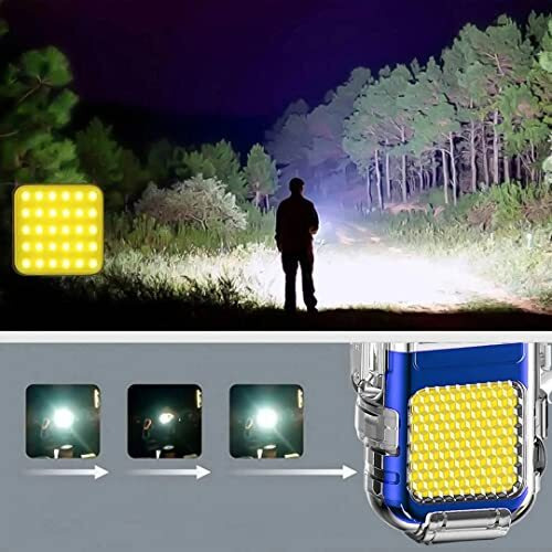Crasts Electric Lighter Outdoor IP56 Waterproof Double arc Lighter Type-C Rechargeable Transparent Body Lighter COB Portable Light with Removable Back Clip Nylon Lanyard Candle Camping (Blue)