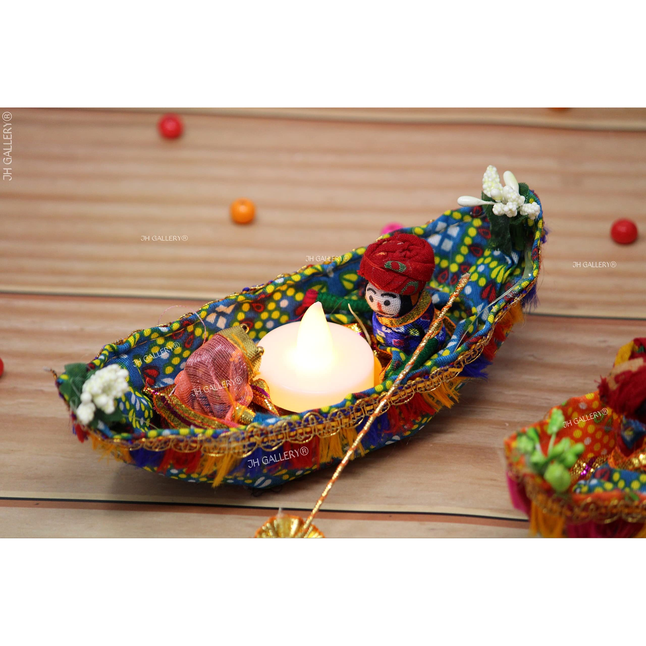 JH Gallery Recycled Material Rajasthani Raja Rani Puppet/Dolls Decorative Tealight Candle Holder (Pack of 2)