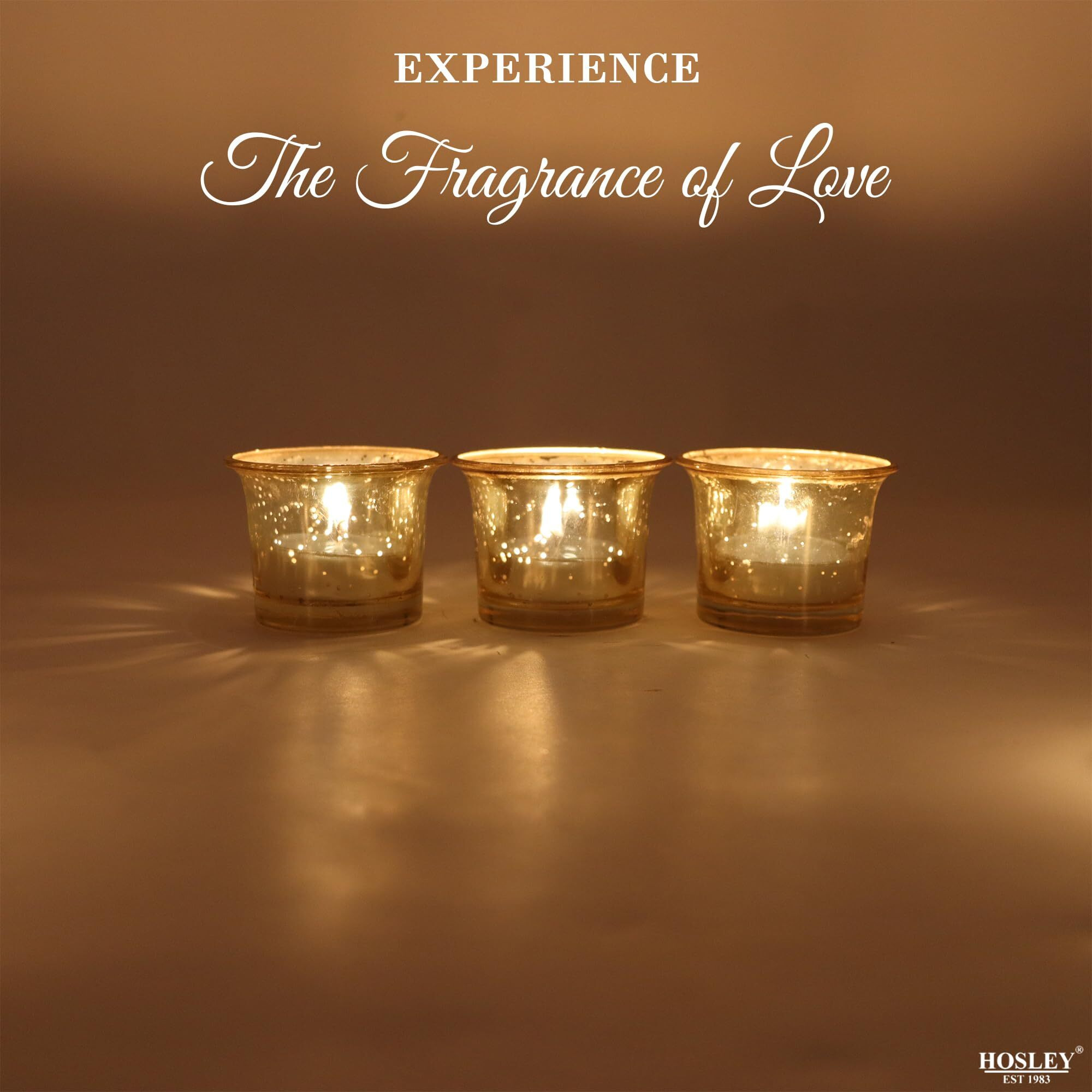 HOSLEY Metallic Gold Glass Tealight Candle Holders| Tealight Candle Holders with Glass Holders Perfect for Home Decor Tabletop Centerpiece| Pack of 3 with Pack of 6 Tealights