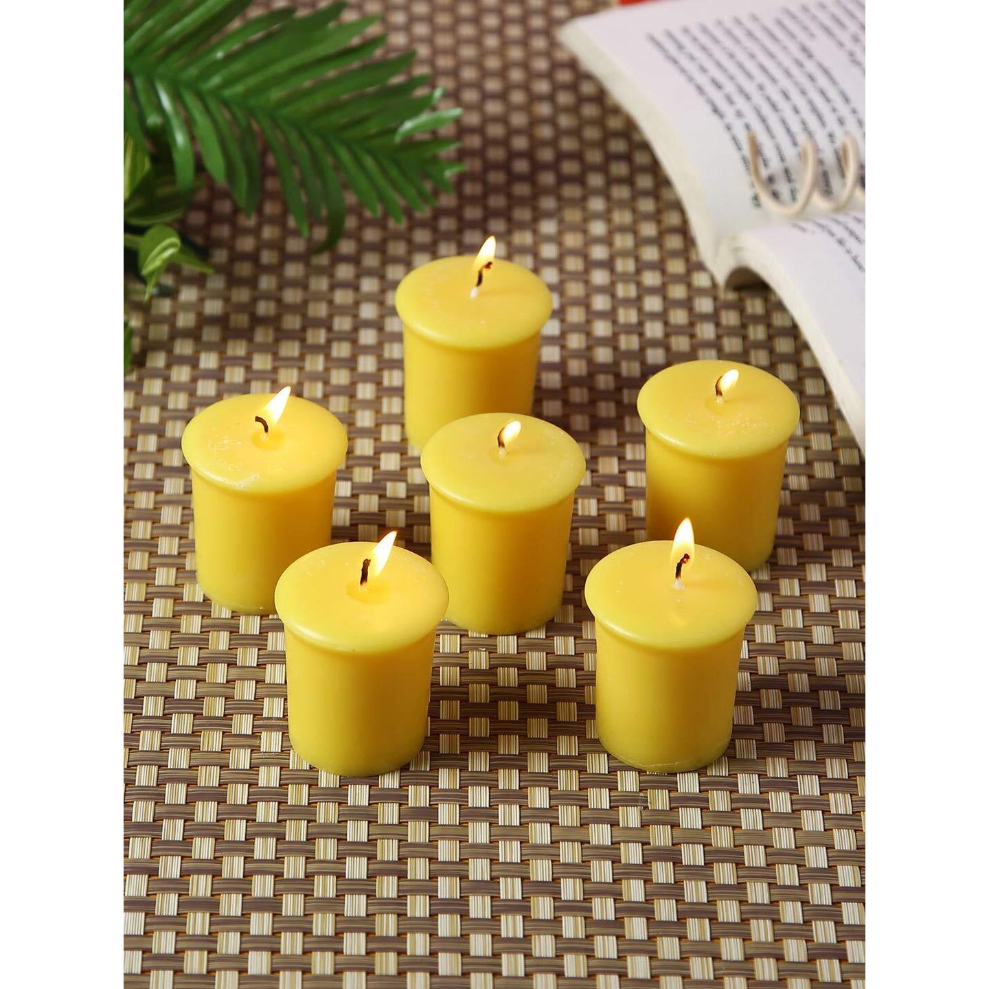 HOSLEY Lemon Bar Fragrance Votive Candles|Smokeless Scented Candle|Aroma Candles|Candles for Decoration|Wedding Candle|Burn Time 15 Hours|Pack of 6 (Yellow)