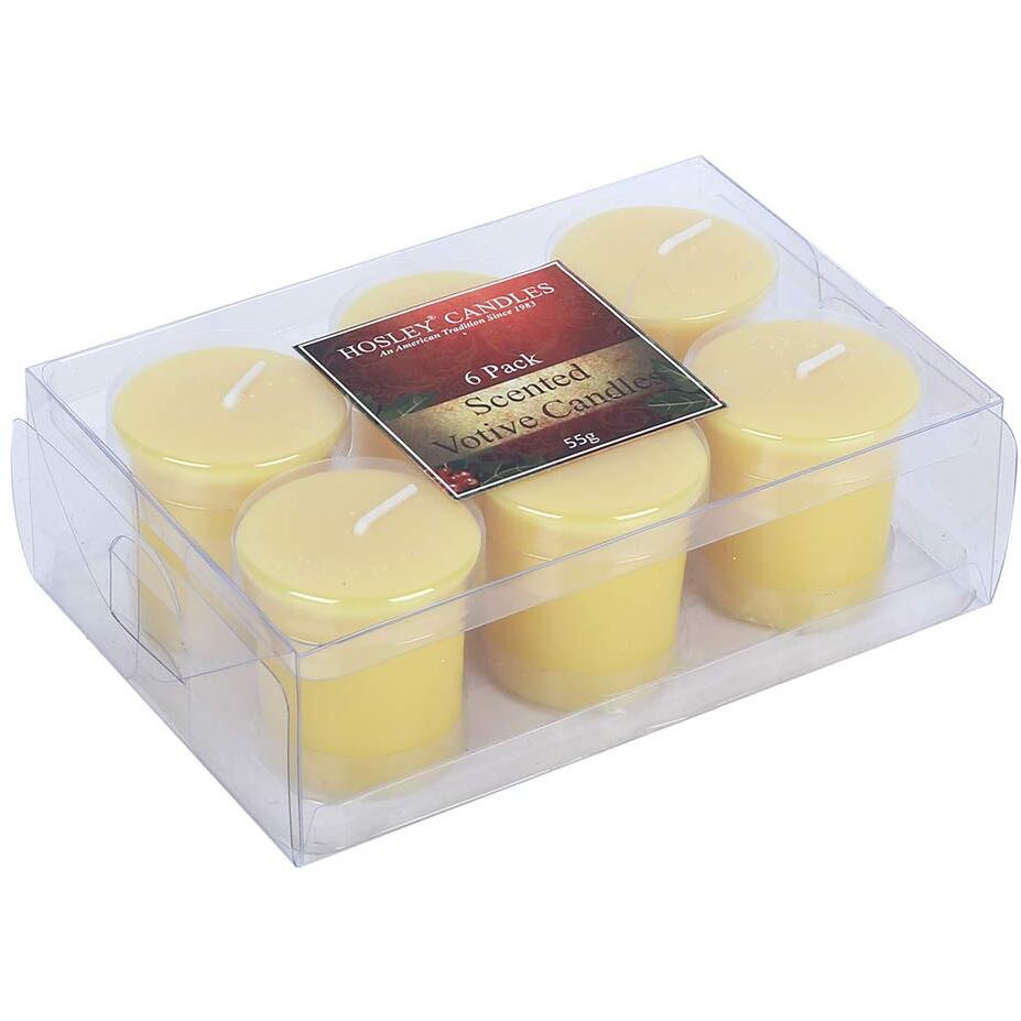 HOSLEY Lemon Bar Fragrance Votive Candles|Smokeless Scented Candle|Aroma Candles|Candles for Decoration|Wedding Candle|Burn Time 15 Hours|Pack of 6 (Yellow)