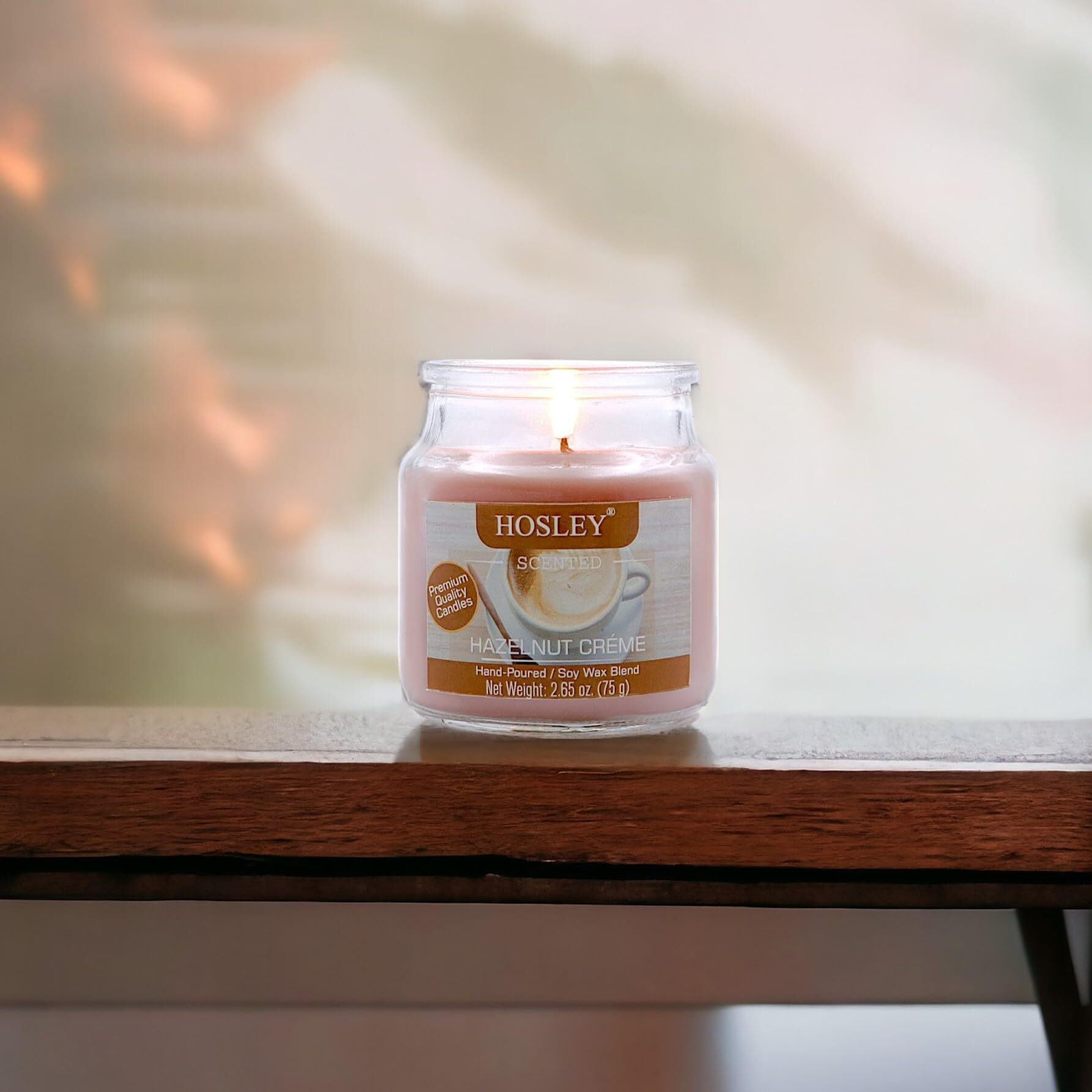 HOSLEY Hazelnut Creme Fragrance Jar Candle Pack of 1 (2.65 Oz Wax)|Fragrance Candles for Home|Scented Candles|Jar Candles|Burn Time 15 Hours|Gift Set|Home Decoration (Soy Blend Wax)