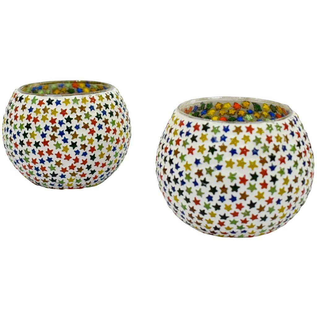WIGANO Glass Decorative Votive Tealight Candle Holder, Pack of 2