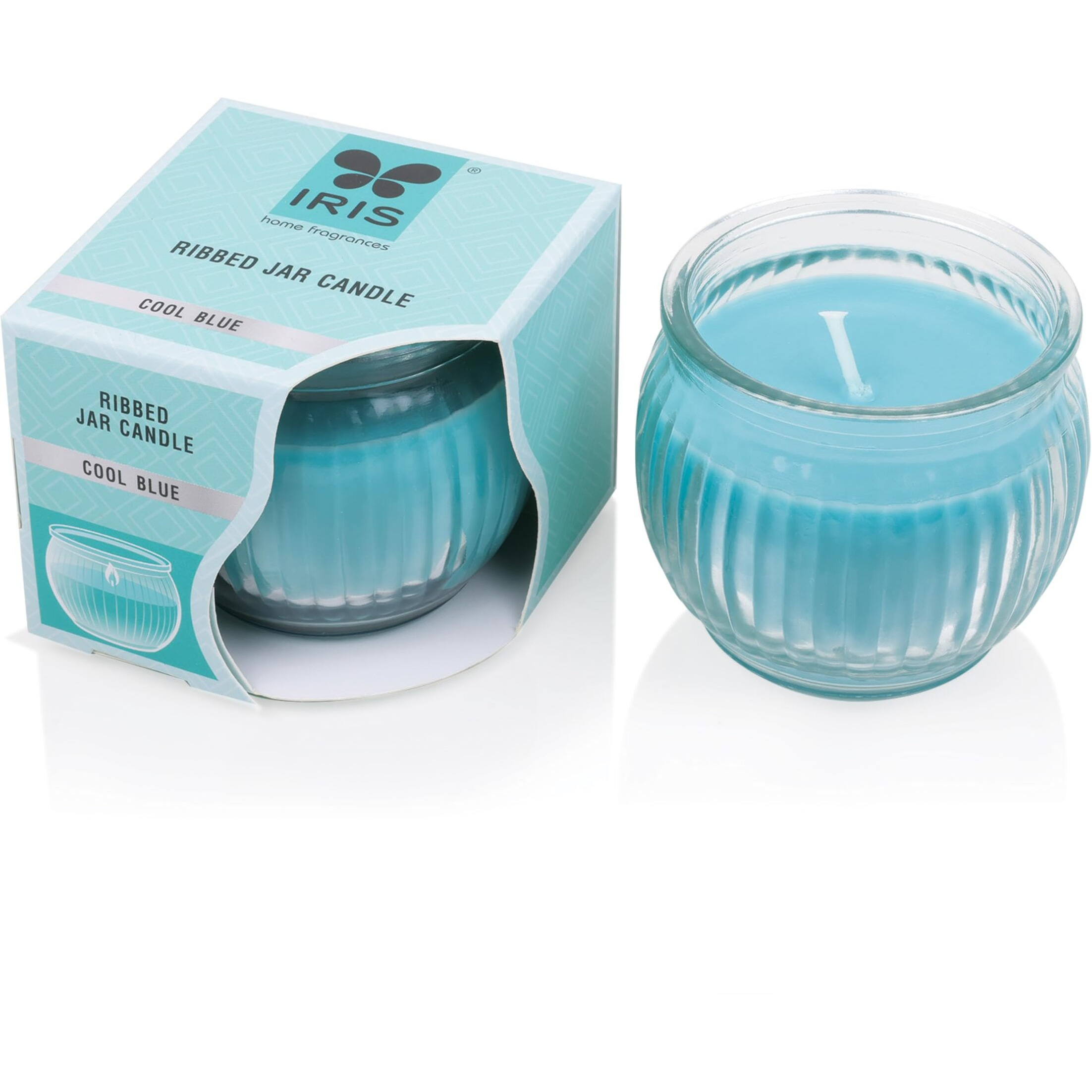 Iris Homefragrances Ribbed Jar candle- 110g - Fragrance Mango Sorbet(Set of 2) (Cool Blue)