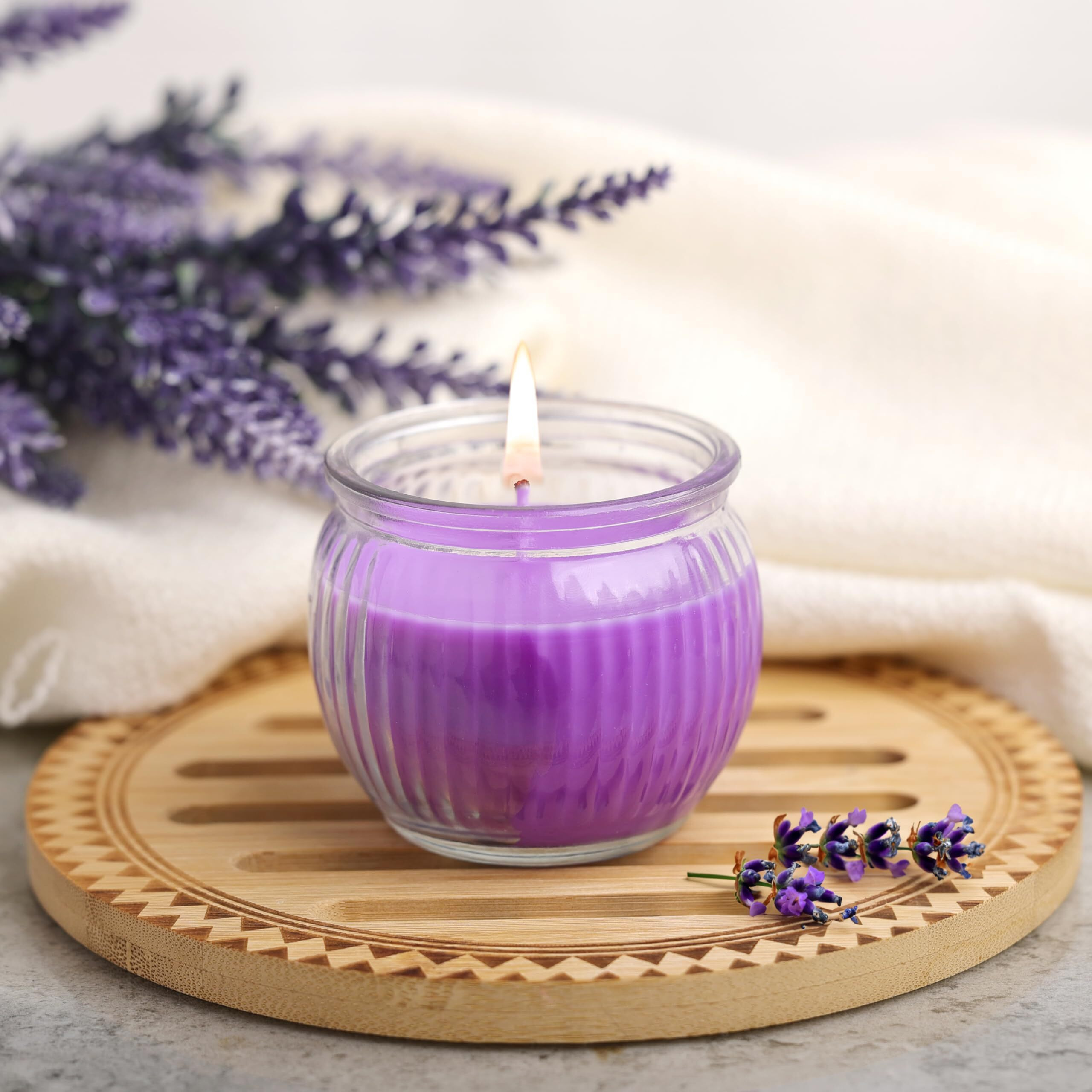 Iris Homefragrances Ribbed Jar candle- 110g - Fragrance Mango Sorbet(Set of 2) (Lavender) ,Wax