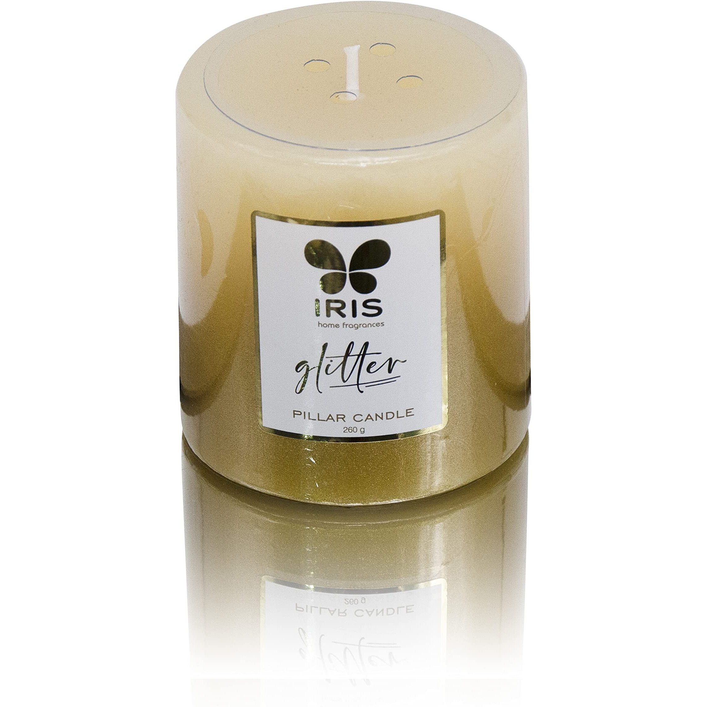 IRIS Gold Lacquered Pillar Candle