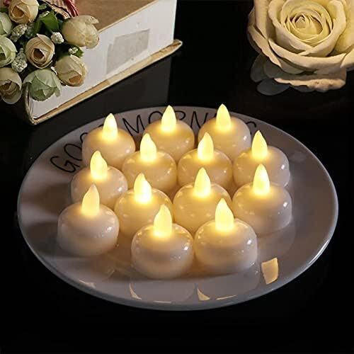 FLUZOV LED Light Diya with Water Sensor | Water Sensor Electric Diya | Home Decor Floating Lamp| Sensor Light Electric Candle | Pooja Room Decoration Items for Diwali & Home Decoration (Set of 12)