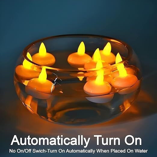 FLUZOV LED Light Diya with Water Sensor | Water Sensor Electric Diya | Home Decor Floating Lamp| Sensor Light Electric Candle | Pooja Room Decoration Items for Diwali & Home Decoration (Set of 12)
