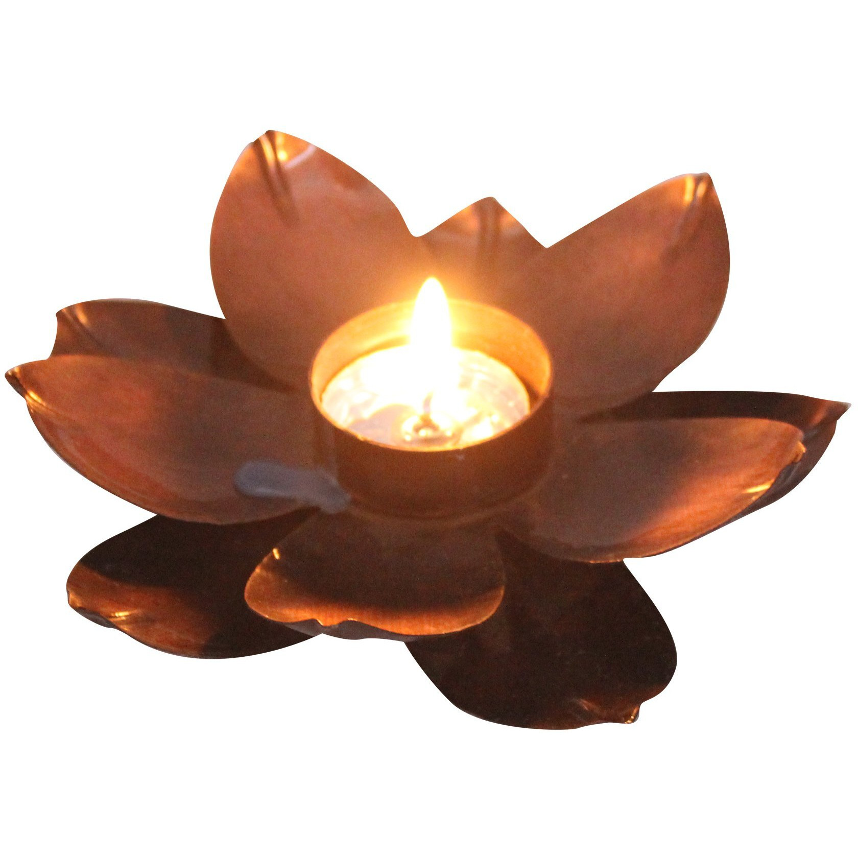 DecoVally Metal Lotus Shaped Tealight Candle Holder