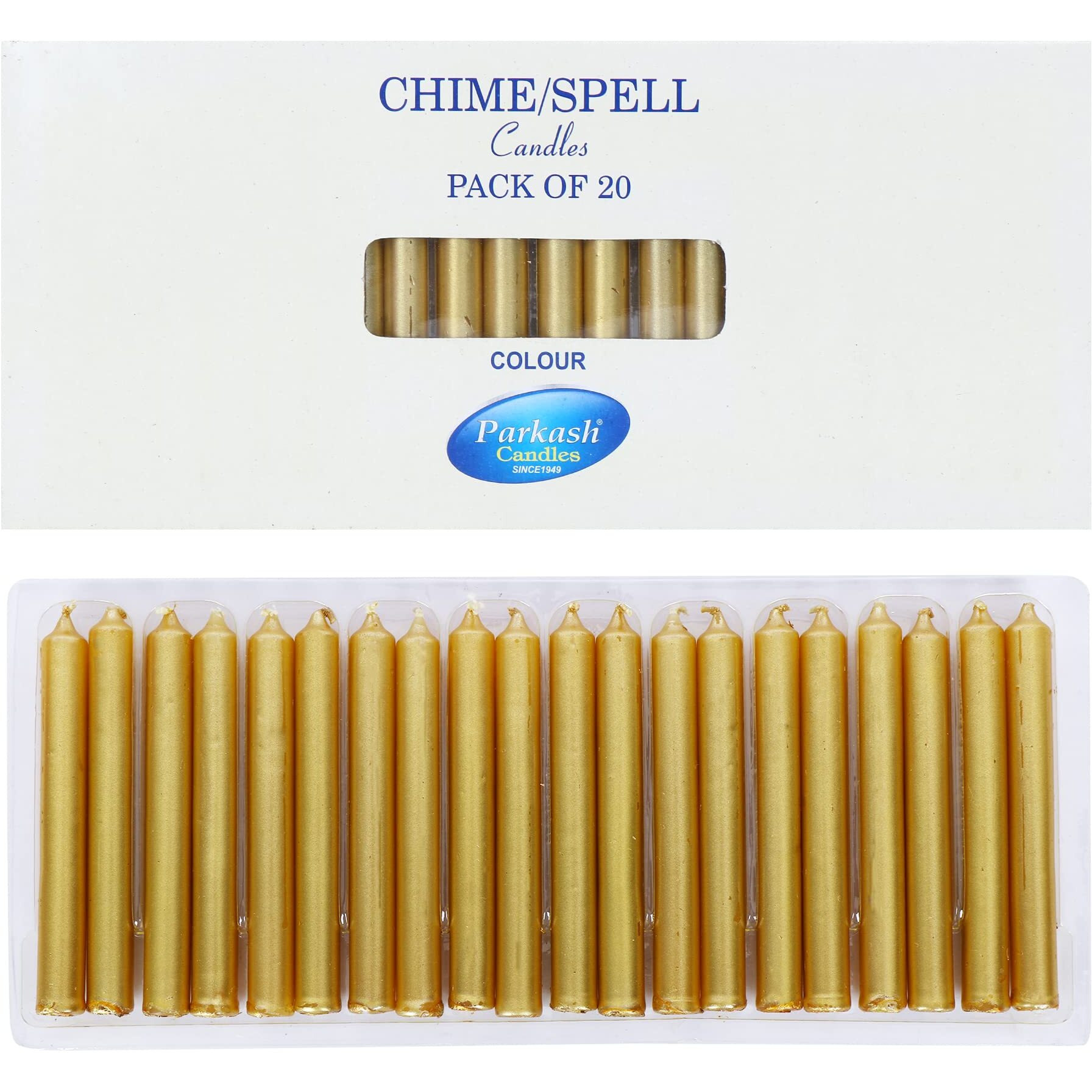 PROSPERRO LUMO by Parkash Candles Chime Candles Set of 20 | Ritual Spell Candle | Unscented, Gold, Wax