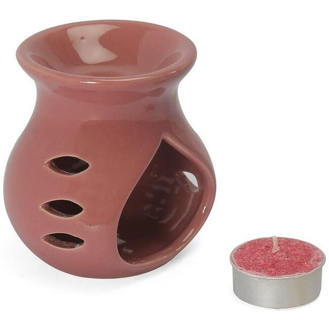 Pure Source India Ceramic Clay Candle Operated Aroma Burner|Oil Diffuser Coming with 1 Tea Candle (Purple  9 Cm)