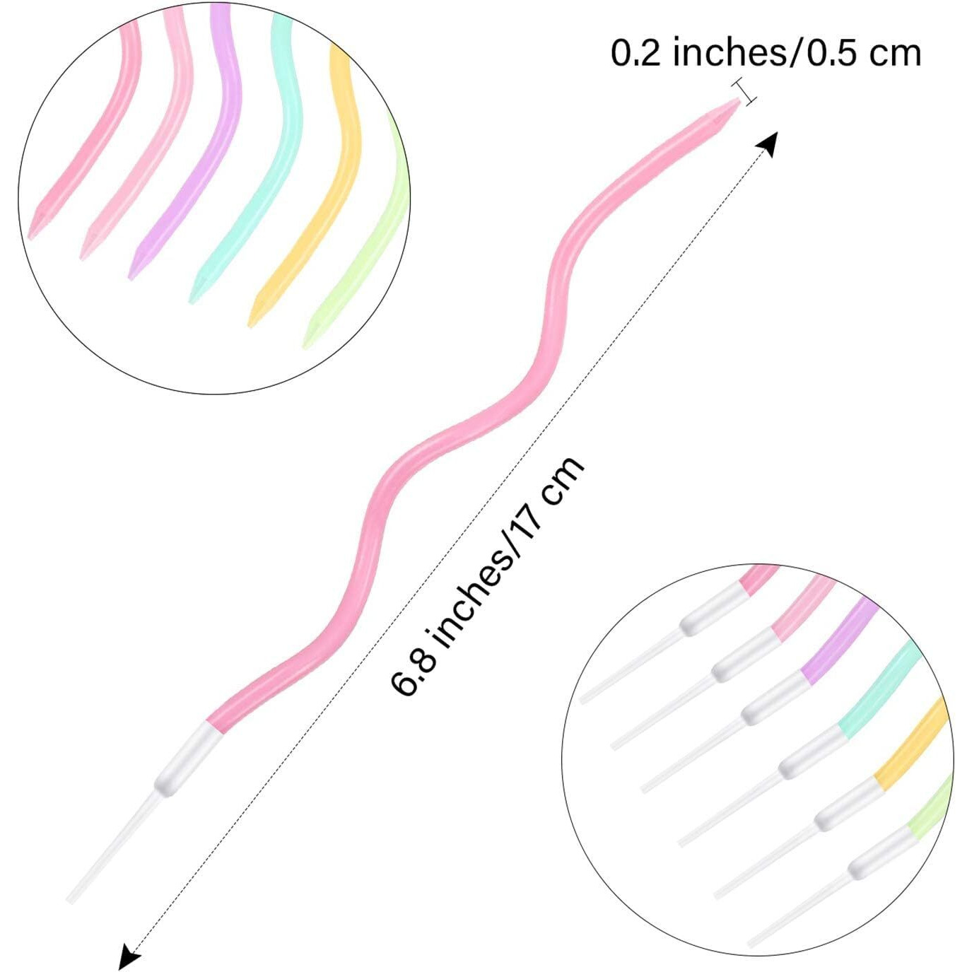 AMFIN (Pack of 6) Happy Birthday Printed Pastel Color Candle with Holder for Birthday Cake Topper Accessories/Candles for Decoration/Cake Toppers Decorating Items for Kids Party - Multicolor