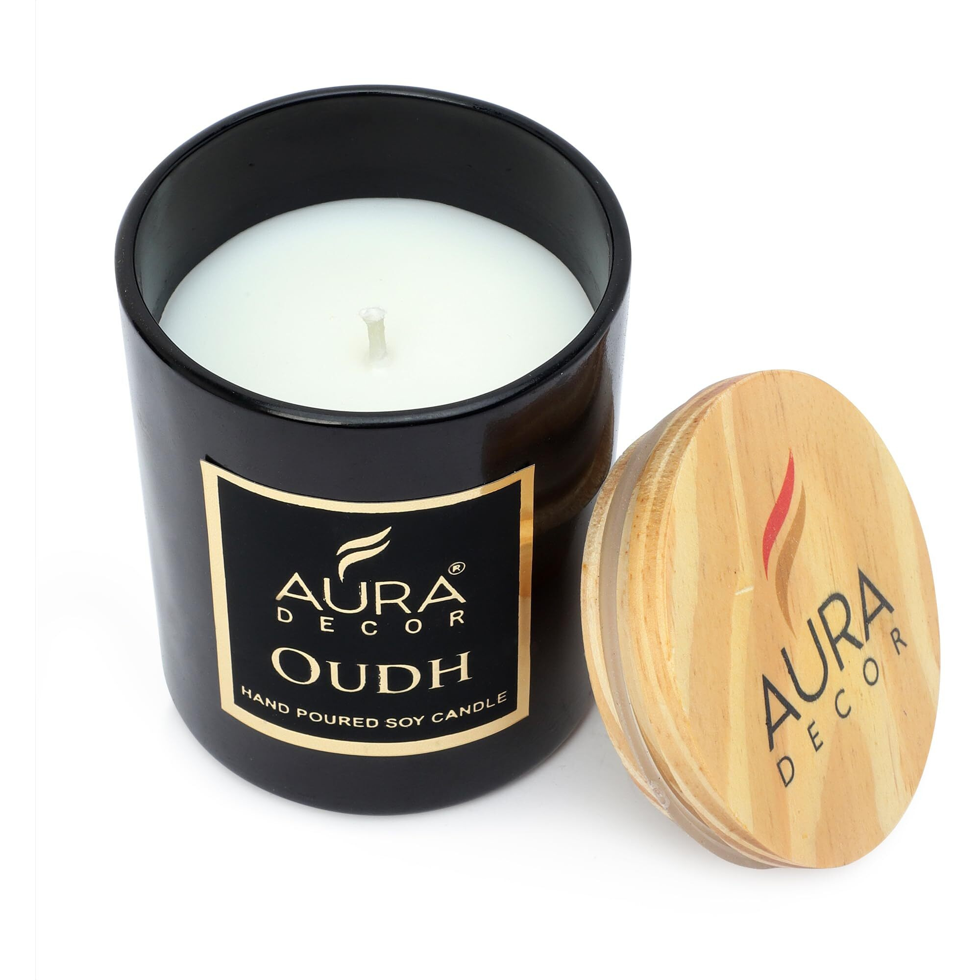 AuraDecor Fragrance Votive Glass Candles with Wooden Lid || Aromatheraphy || Frosted Glass || Corporate Gifting || Soy Wax || Aroma Gift Set || Hand Poured Candle