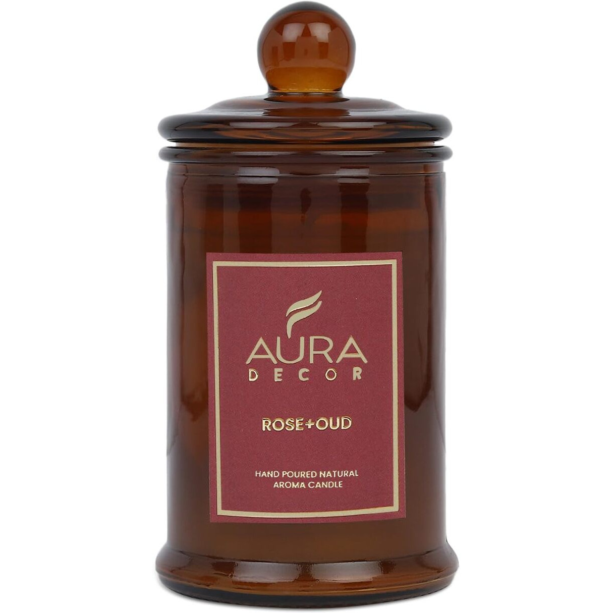 AuraDecor Scented Tomb Lid Jar Candle Organic Aroma Candles Soy Wax, Aromatic/Aromatherapy Fragrance Votive Candle (Rose + Oud)