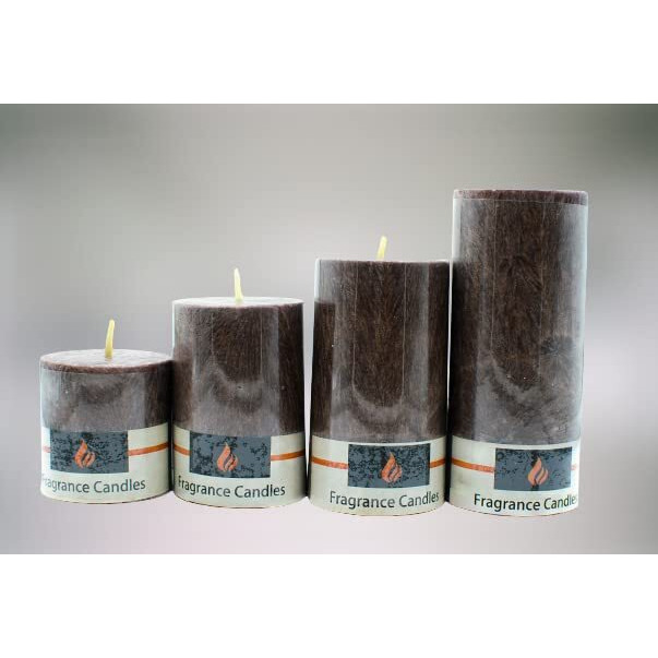 Aura Decor Set of 4 Pillar Candles Marble Finish Chocolate ||Fragrance Candle || (Size 2 x 1.8 2 x 2.5 2 x 3.8 2 x 4.2Inch)