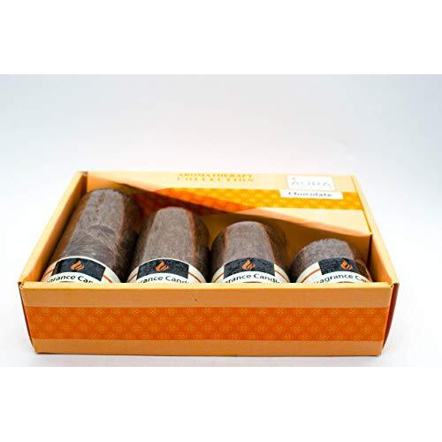 Aura Decor Set of 4 Pillar Candles Marble Finish Chocolate ||Fragrance Candle || (Size 2 x 1.8 2 x 2.5 2 x 3.8 2 x 4.2Inch)