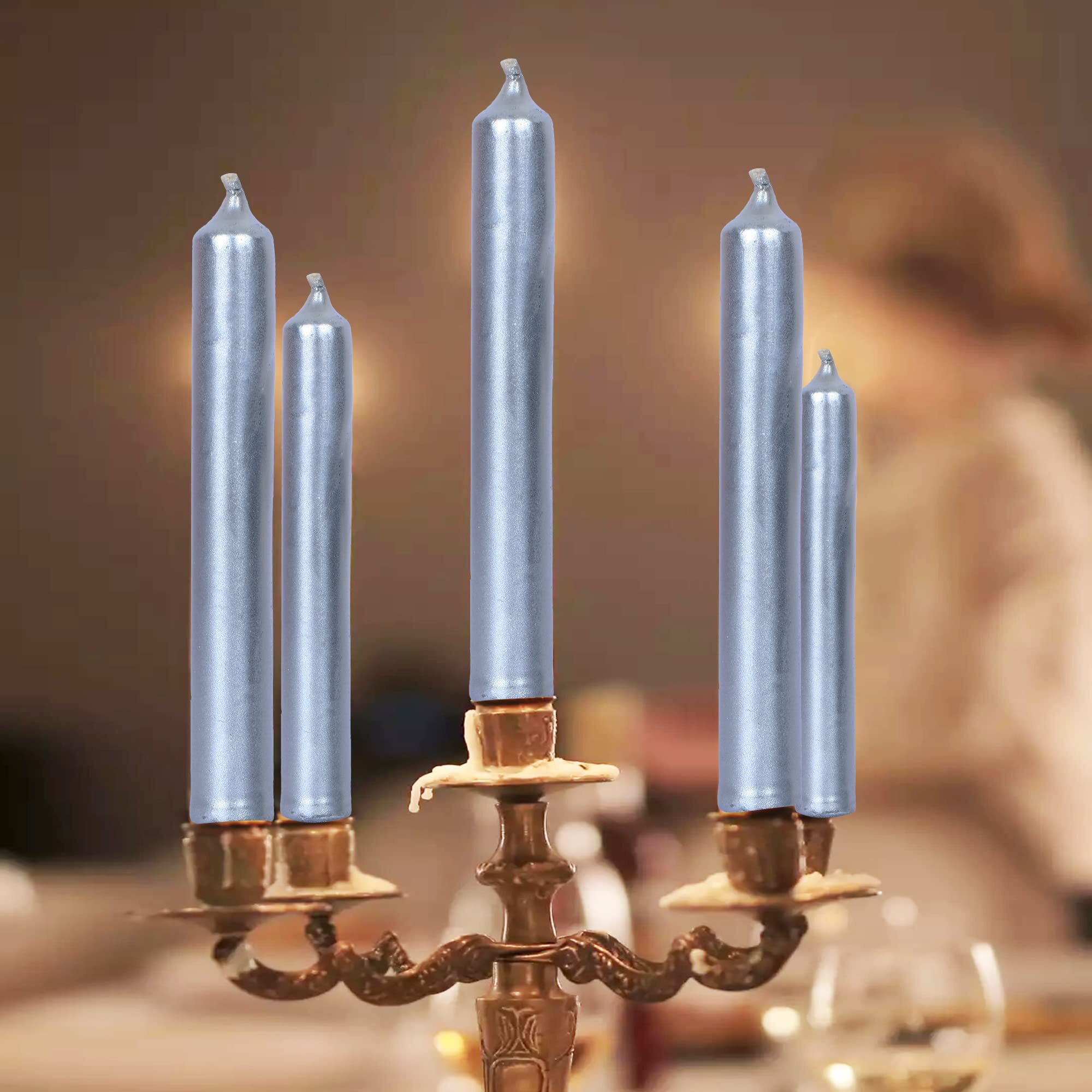 PROSPERRO LUMO by Parkash Candles Chime Candles/Stick Candle/Spell Candle Set of 100 | Ritual Spell Candle | Unscented (Silver)