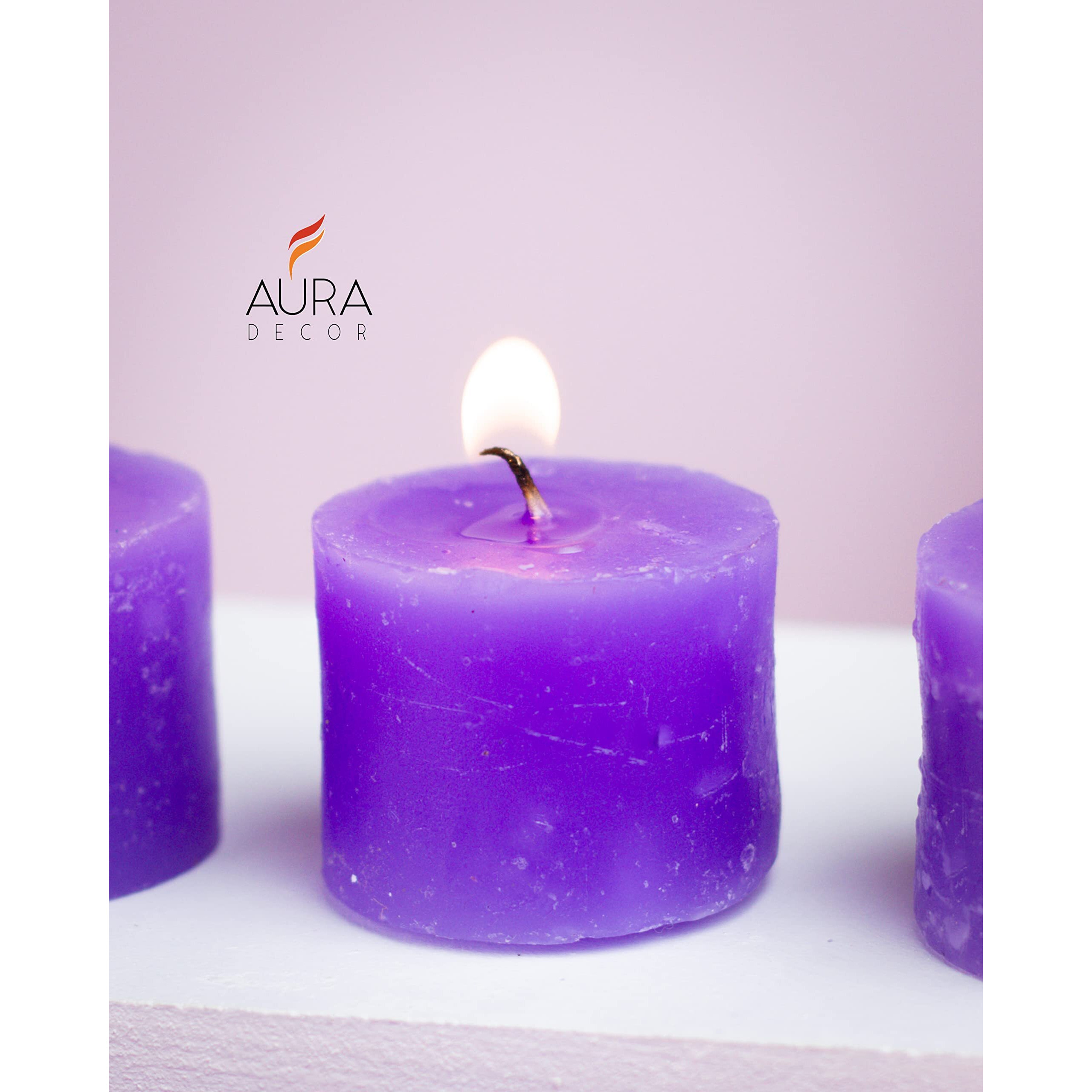 AuraDecor Fragrance Votive Candles || Smokeless Scented Candle || Aroma Candles || Candles for Decoration || Wedding Candle || Burns Upto 8 Hours (Pack of 6) (Lemon & Lavender)