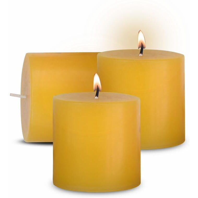 Pure Source India Paraffin Wax Scented Pillar Candles for Home Dcor Smokeless & Dripless Candle (Citronella - Yellow) Set of 3