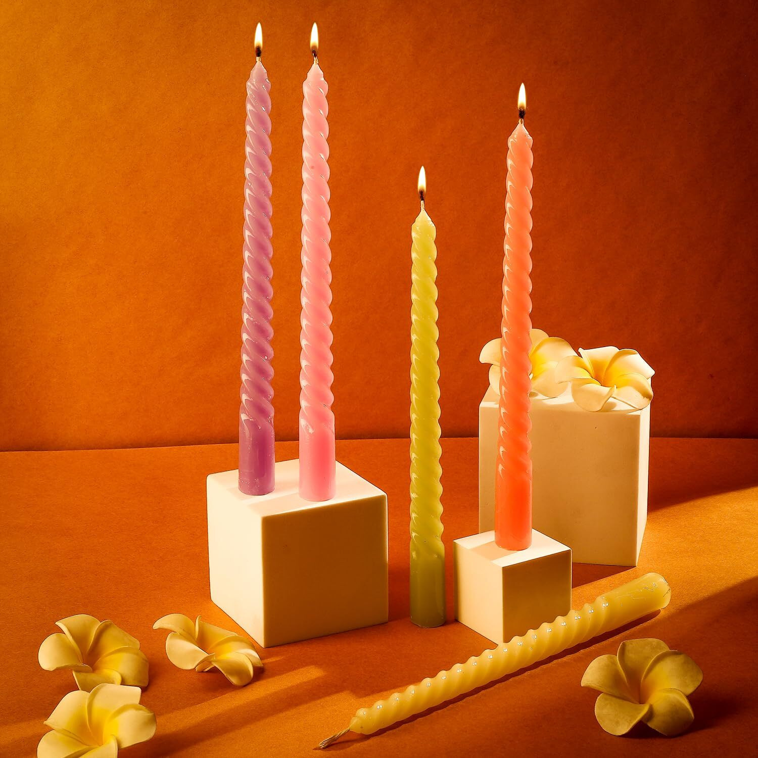 AuraDecor Spiral Candle Set of 5 || Celebration Candles || 10 inch Candles || Dripless || Smokeless Candles || Burnng Time 8 Hours (Spiral Candle, Multicolour)