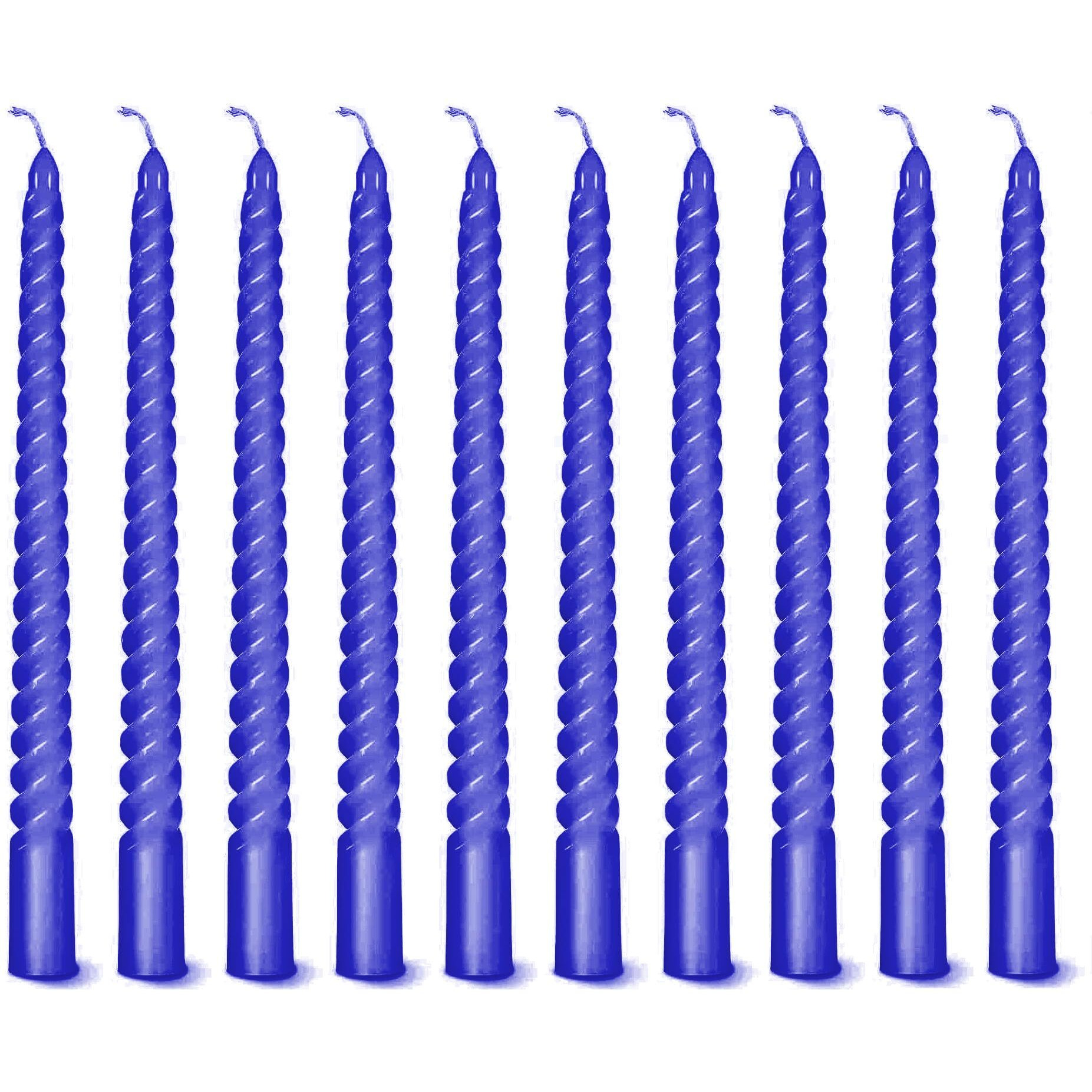 AuraDecor Taper Candles Pack || Dinner Candles || Celebration Candles || 10 inch Candles || Dripless || Smokeless Candle || Burnng Time 8 Hours (Spiral (Pack of 10), Purple)
