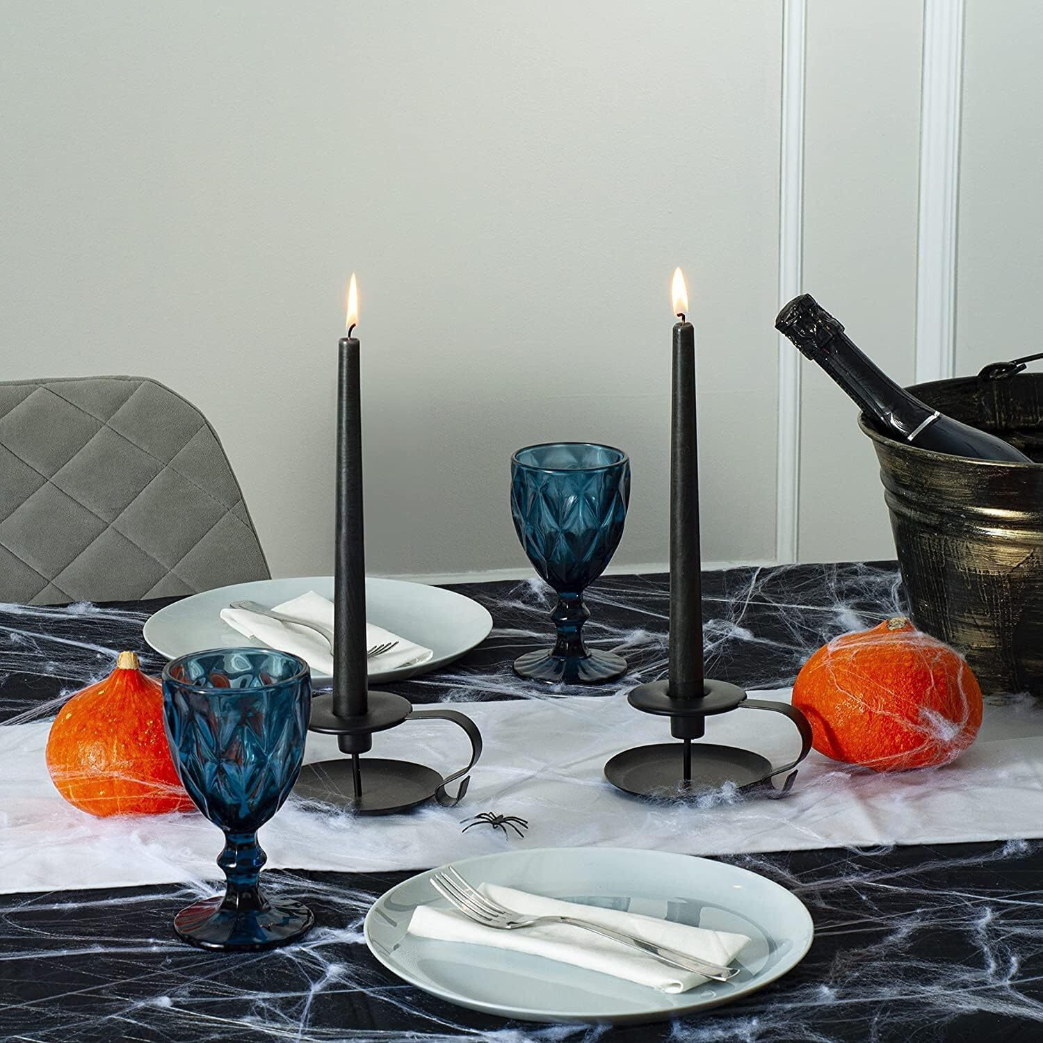 AuraDecor Taper Candles Pack || Dinner Candles || Celebration Candles || 10 inch Candles || Dripless || Smokeless Candle || Burnng Time 8 Hours (Pack of 4, Black)