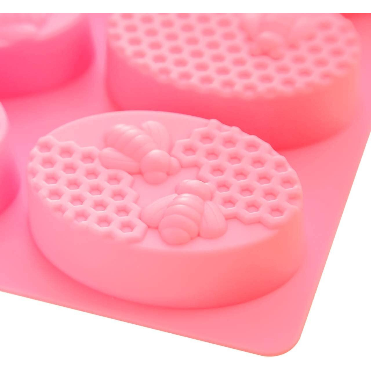 Zeinwap 3D Bee Silicone Molds, Honeycomb Mold for Soaps, Beehive Cake Baking Mold, Candle Mold Resin Mold for Homemade Craft (Oval, Random Color)