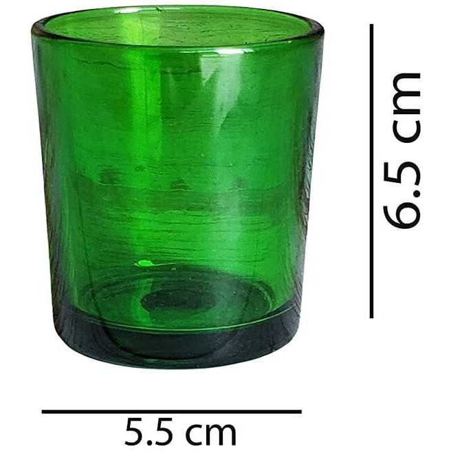 Pure Source India Set of 6 Glass Votive Tealight Candle Holders - Living Room Side Table Home Decoration (Glass, Pack of 6, Green)
