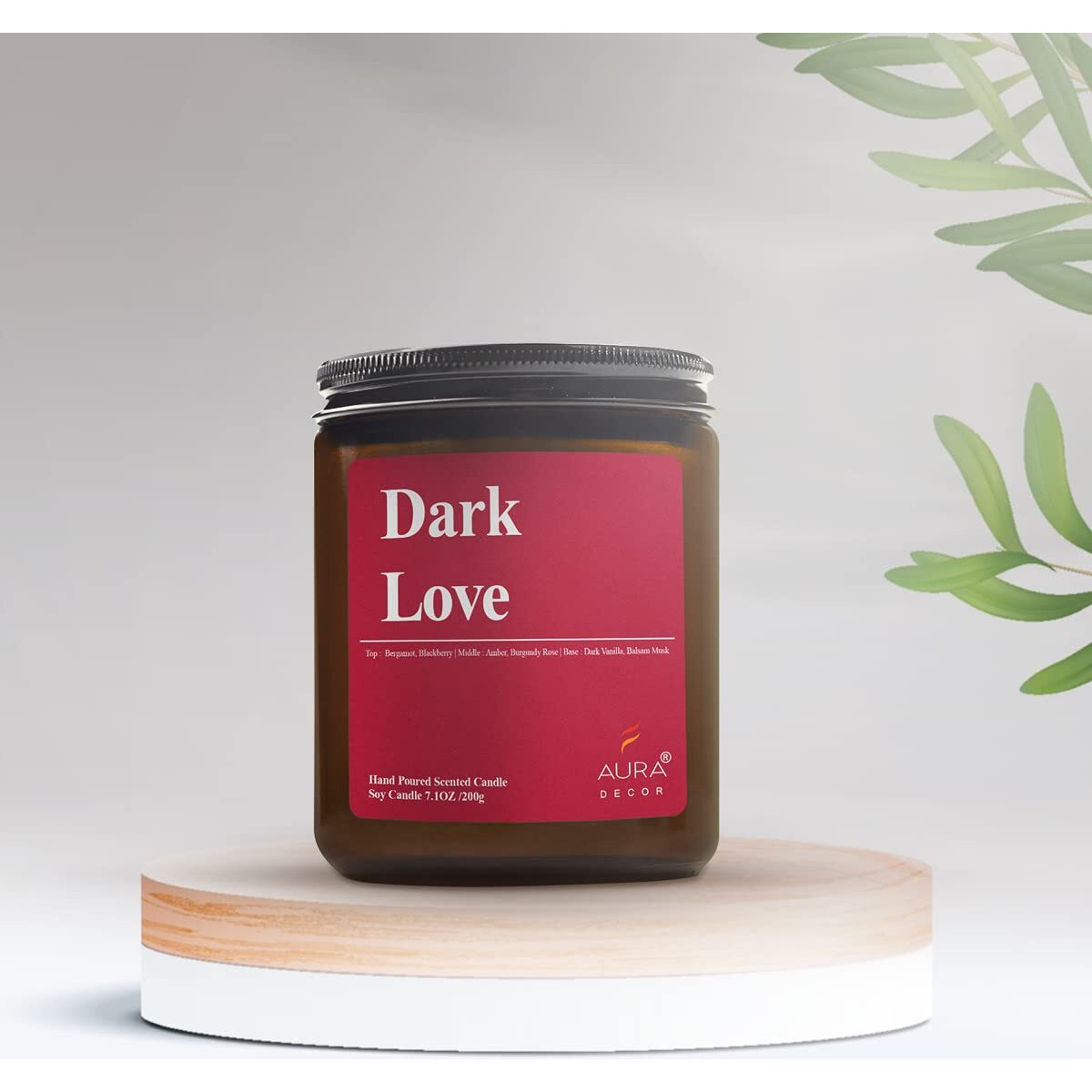 AuraDecor Scented Soy Wax Amber Jar Candle, Organic Luxury Aroma, Aromatic/Aromatherapy Votive Candle || Burning Time Upto 30 Hours (Dark Love, Extra Large)