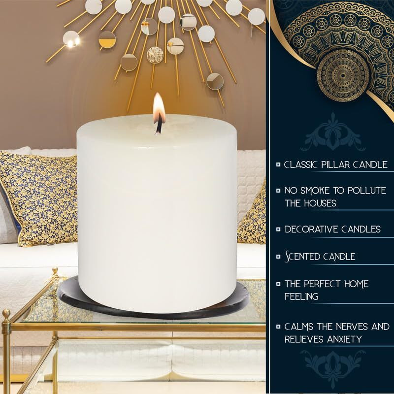 Pure Source India Paraffin Wax Scented Pillar Candles for Home Dcor Smokeless & Dripless Candle (Tea Rose - Wt) Set of 3