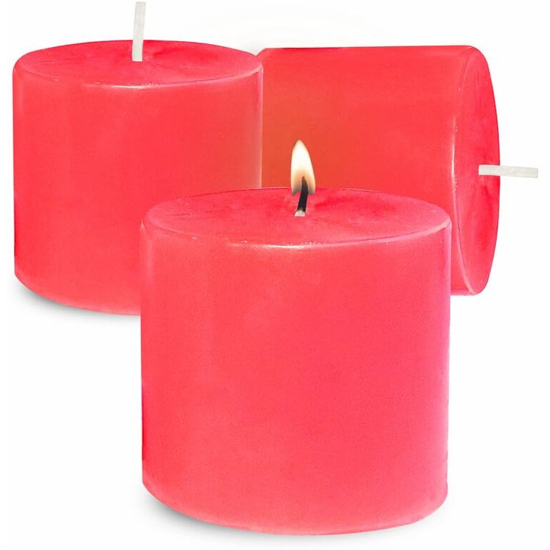 Pure Source India Paraffin Wax Scented Pillar Candles for Home Dcor Smokeless & Dripless Candle (Rose - Red) Set of 3