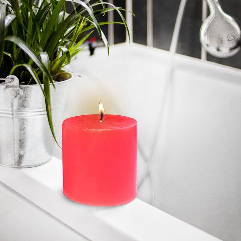 Pure Source India Paraffin Wax Scented Pillar Candles for Home Dcor Smokeless & Dripless Candle (Rose - Red) Set of 3