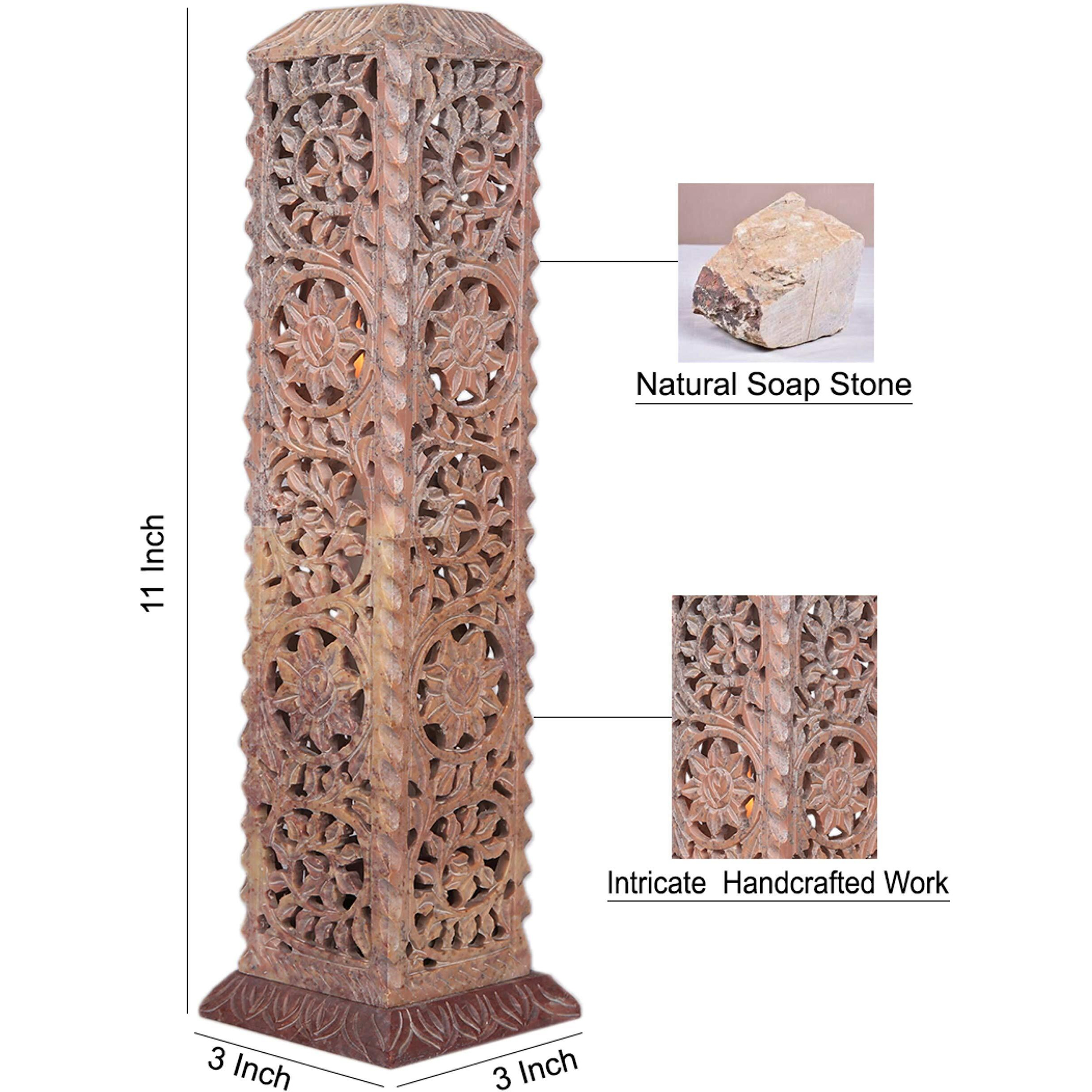 KULLICRAFT Marble Jaali Work Incense/Candle Holder (Beige) With Free 6 Incense Sticks/Aggarbatti (Chandan Fragrance)