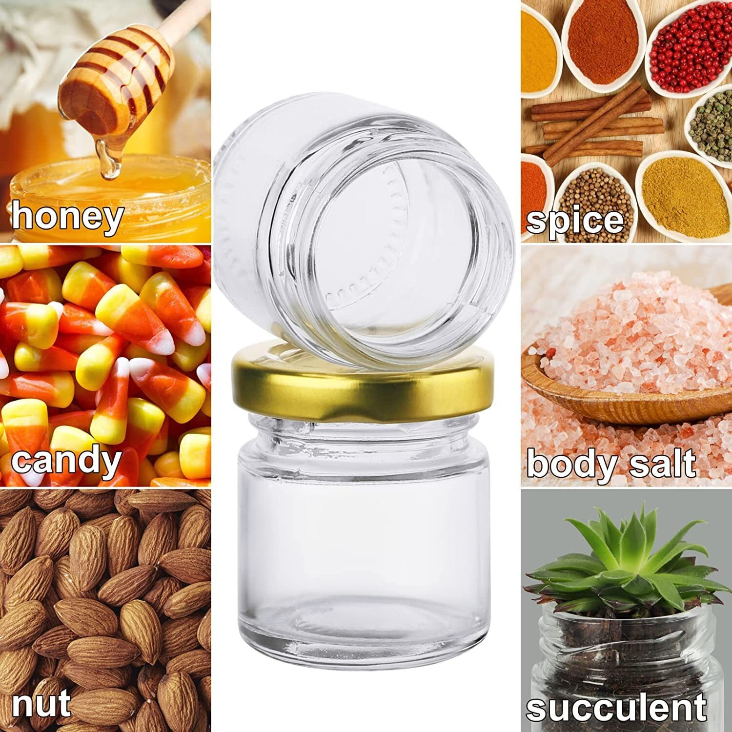 ARUZEN 24 Pcs 1.5 oz (50ML) Small Glass Jars, Mini Mason Jars for Gifts, Crafts, Wedding, Spices, Party Favors and Candle Making (24)