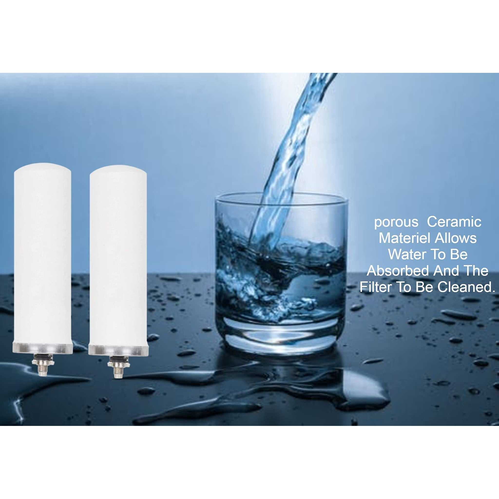 Konvio Neer Stainless Steel gravity water purifiers Ceramic Candle Cartridge for Purifying Drinking Water Size-7 Inch (Pack of 2)