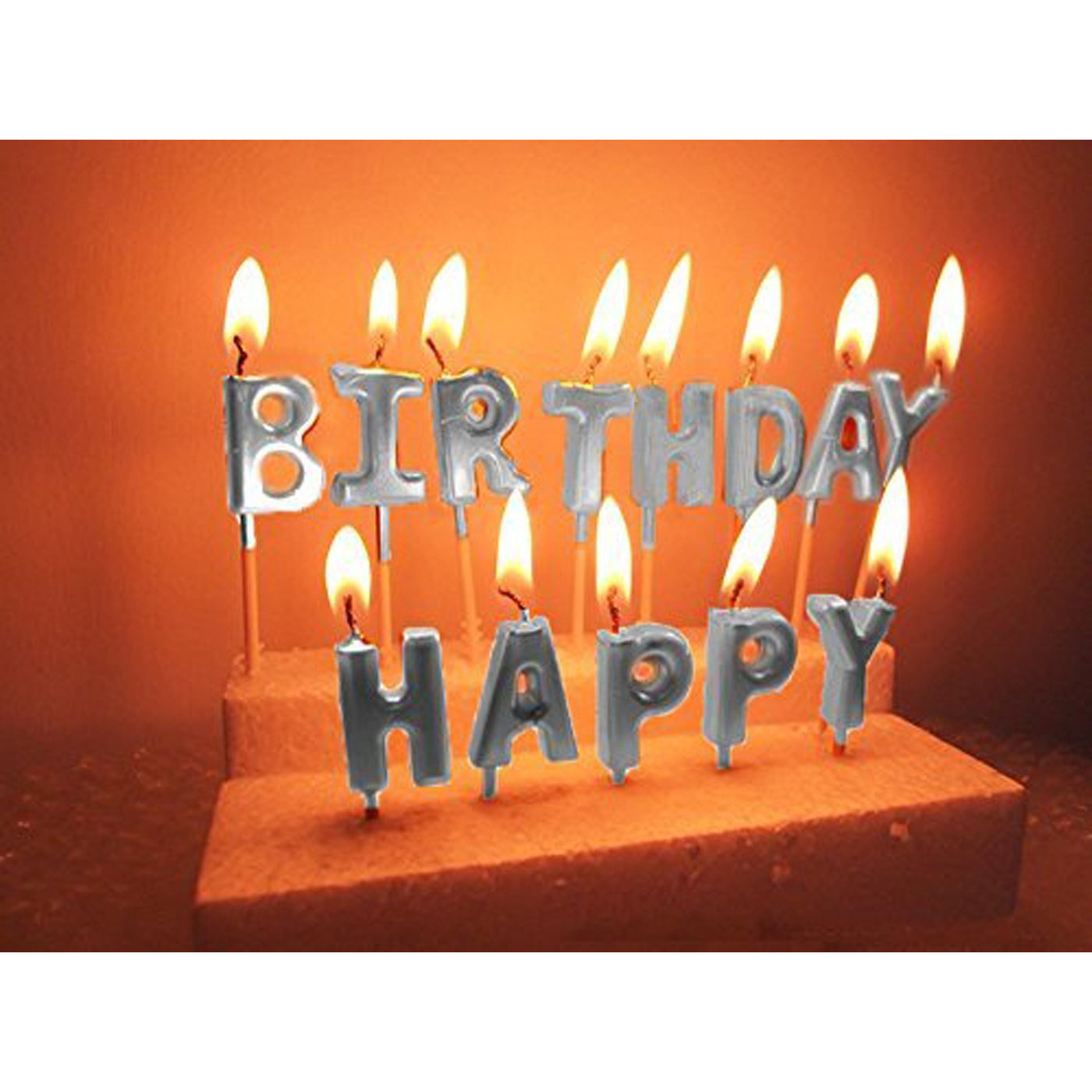 AMFIN Happy Birthday Candle / 1st Birthday Candle/Happy Birthday Candle for Birthday Theme/Happy birthday candles for cake (Silver)