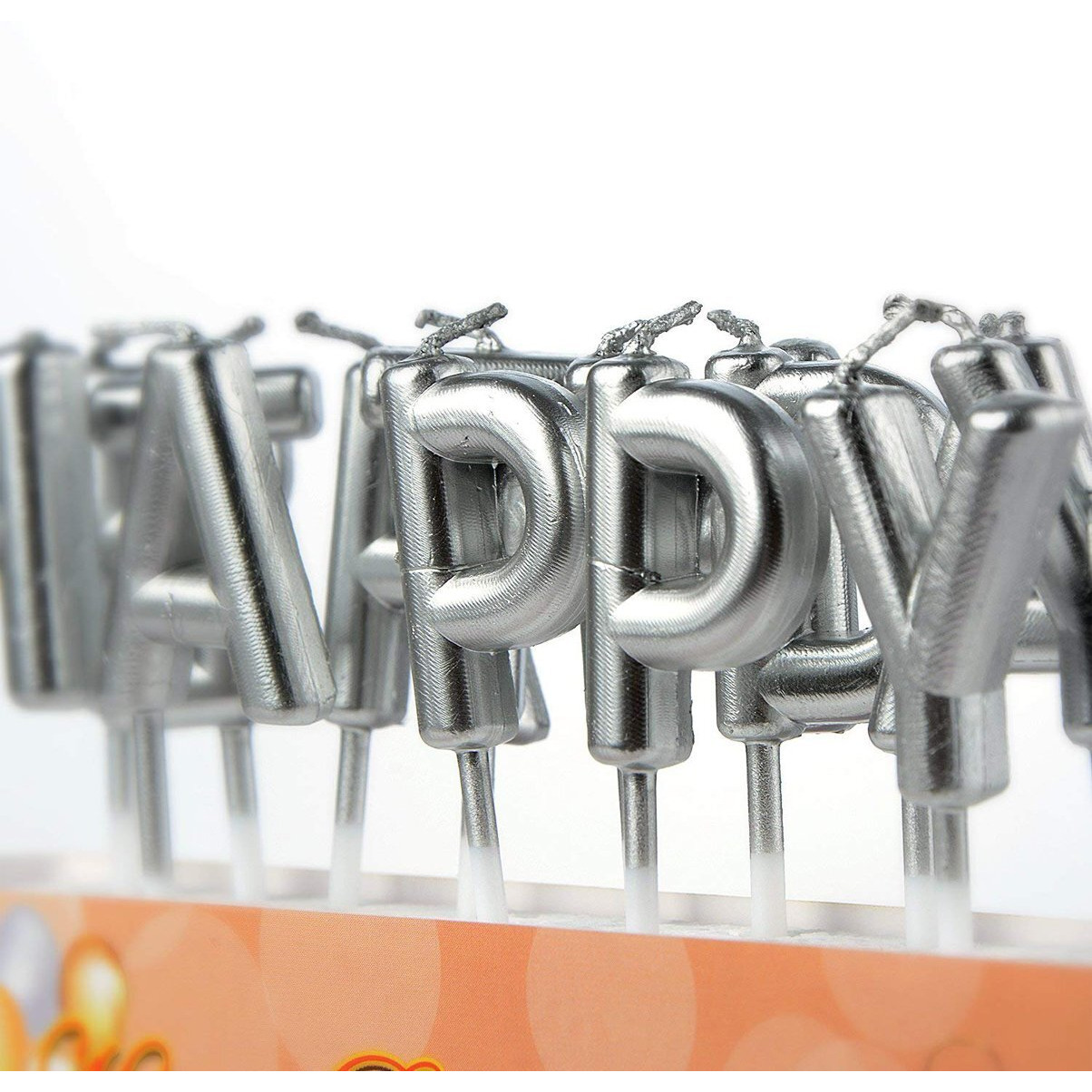 AMFIN Happy Birthday Candle / 1st Birthday Candle/Happy Birthday Candle for Birthday Theme/Happy birthday candles for cake (Silver)