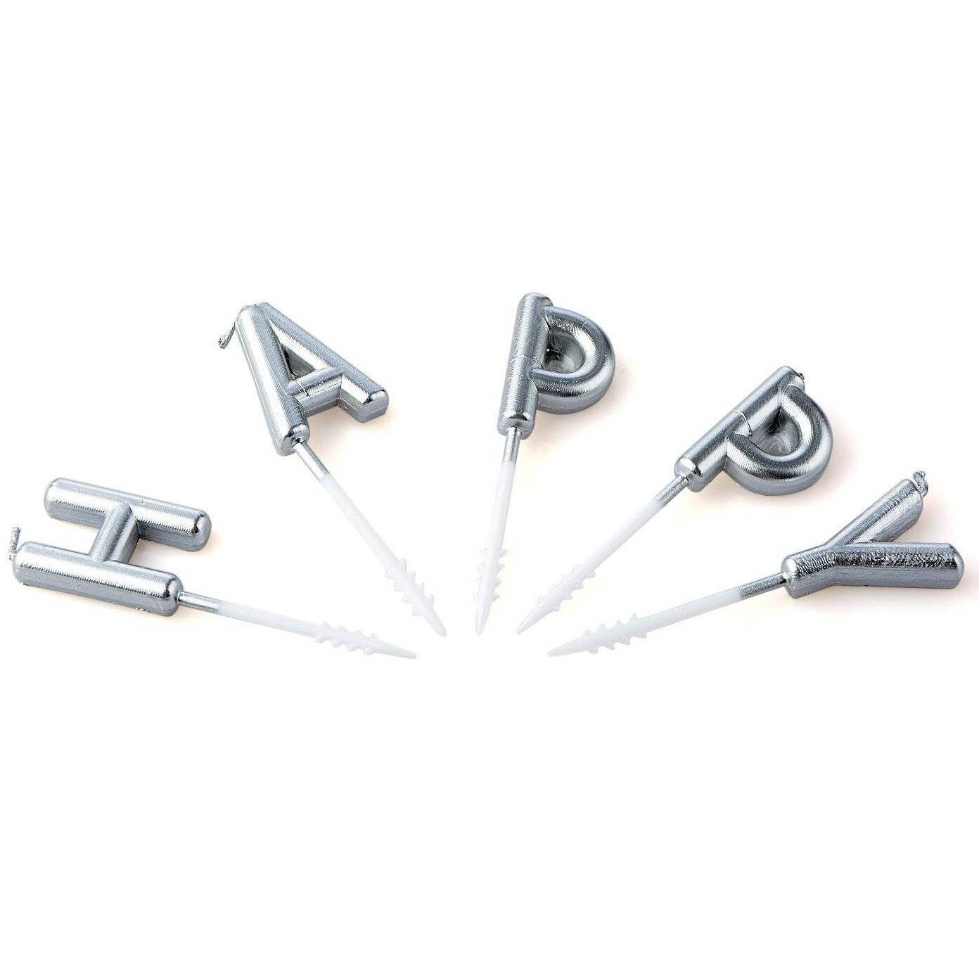AMFIN Happy Birthday Candle / 1st Birthday Candle/Happy Birthday Candle for Birthday Theme/Happy birthday candles for cake (Silver)
